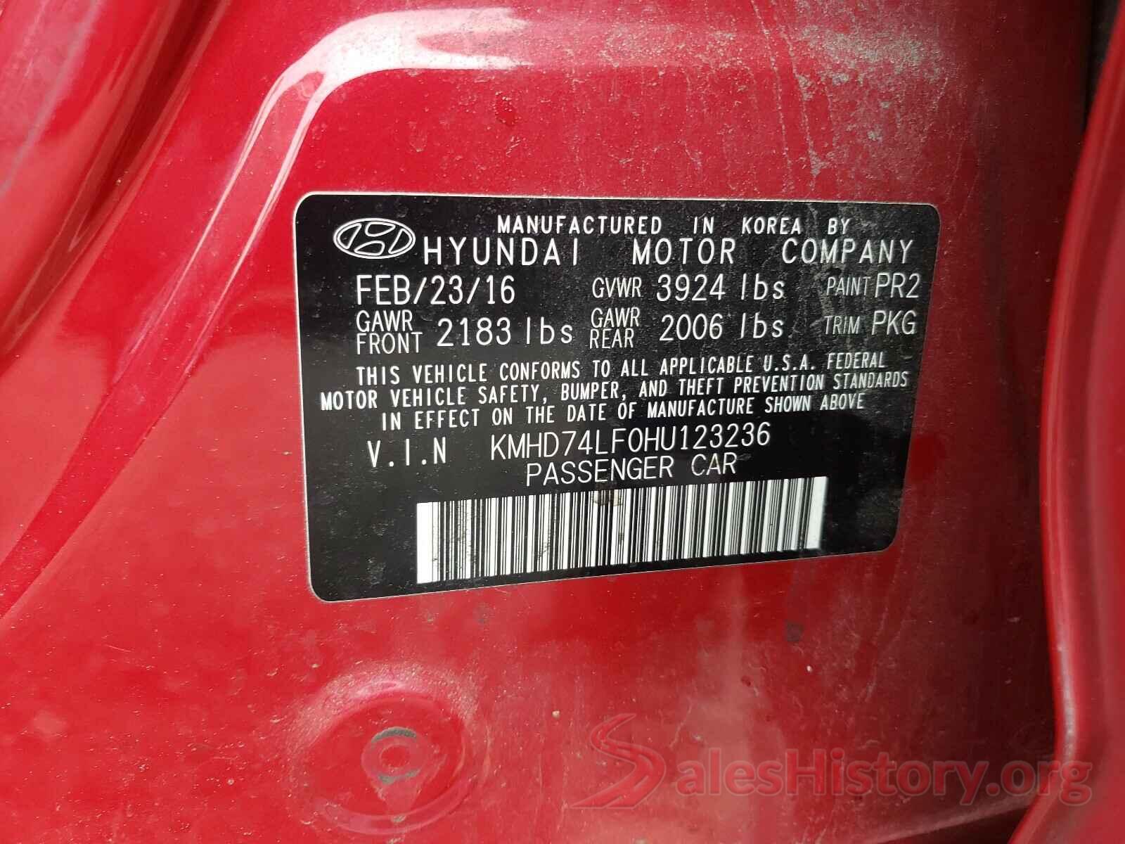 KMHD74LF0HU123236 2017 HYUNDAI ELANTRA