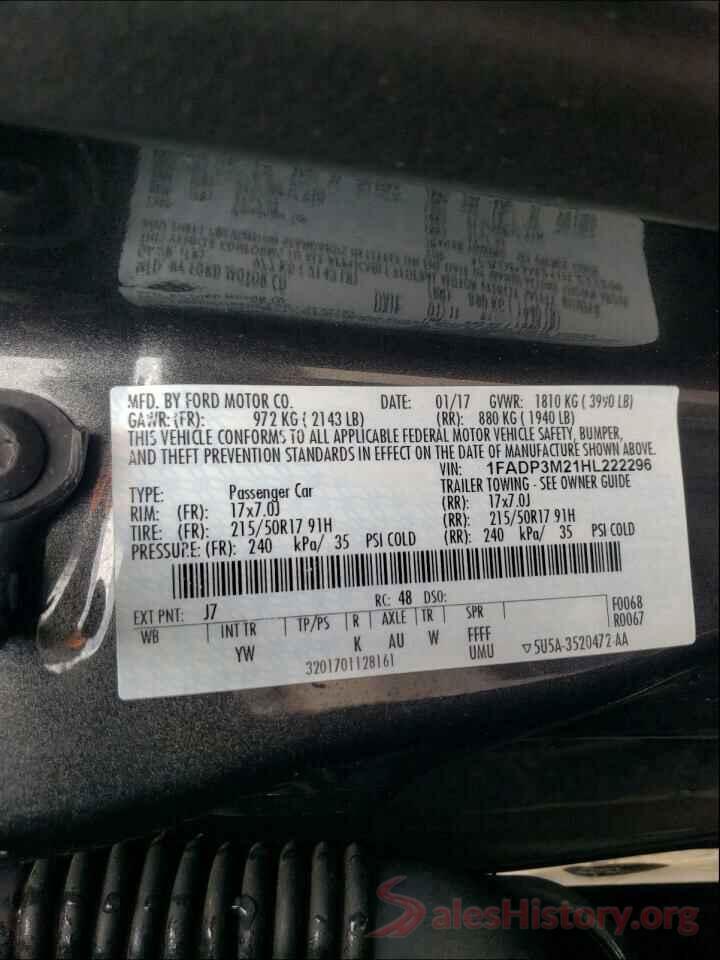 1FADP3M21HL222296 2017 FORD FOCUS