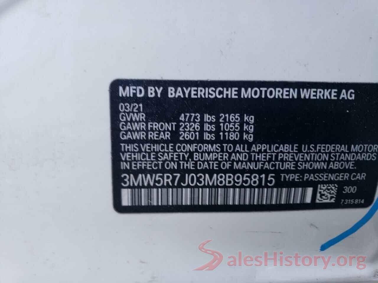 3MW5R7J03M8B95815 2021 BMW 3 SERIES