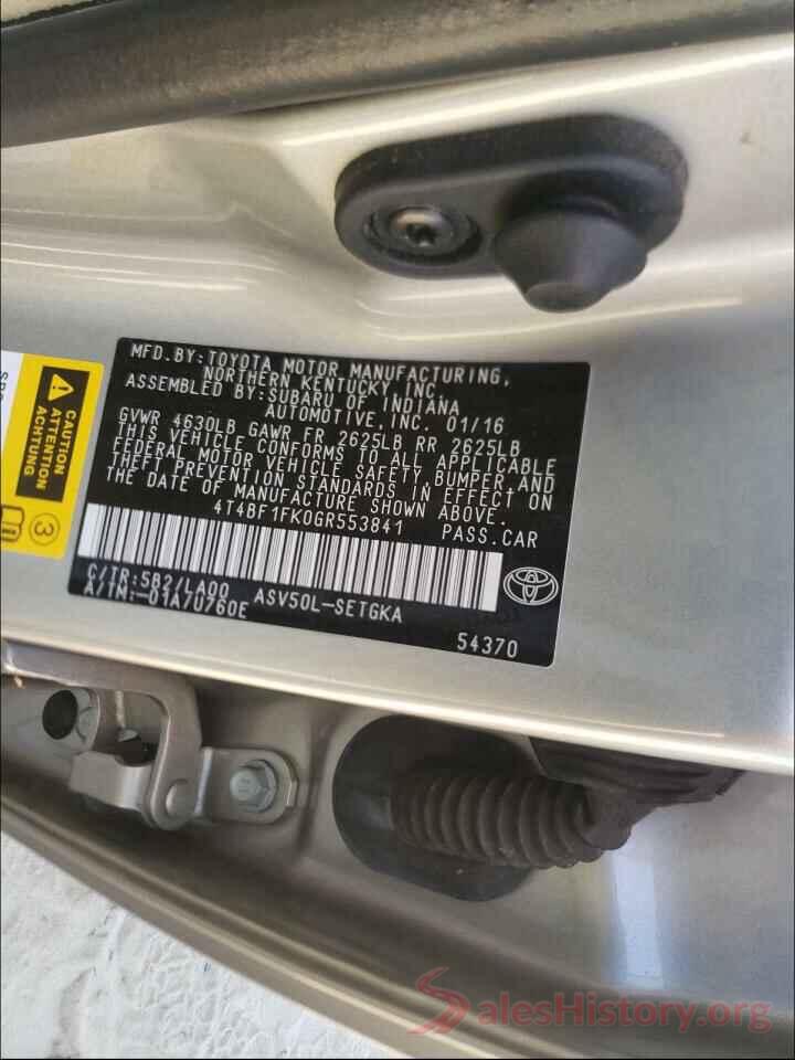 4T4BF1FK0GR553841 2016 TOYOTA CAMRY