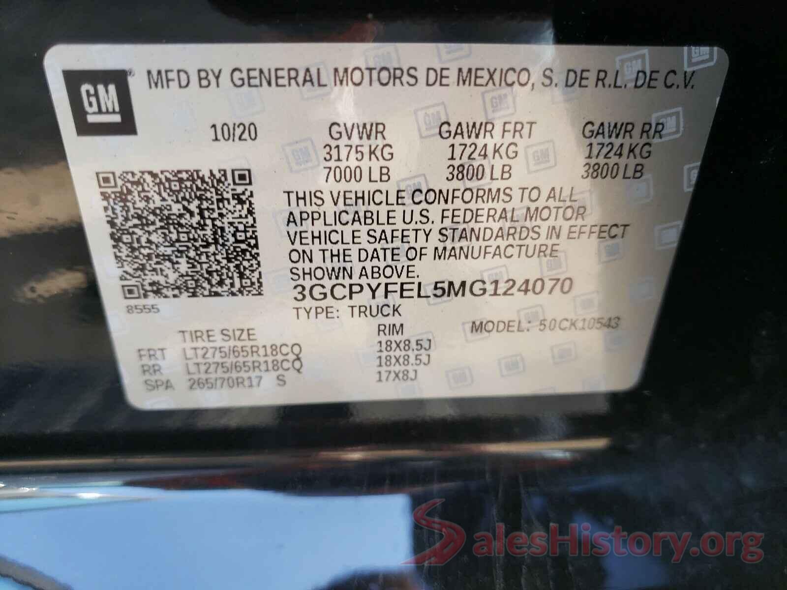 3GCPYFEL5MG124070 2021 CHEVROLET SILVERADO