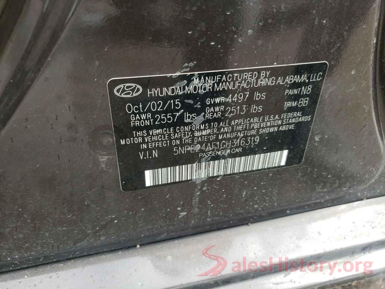 5NPE24AF1GH316319 2016 HYUNDAI SONATA