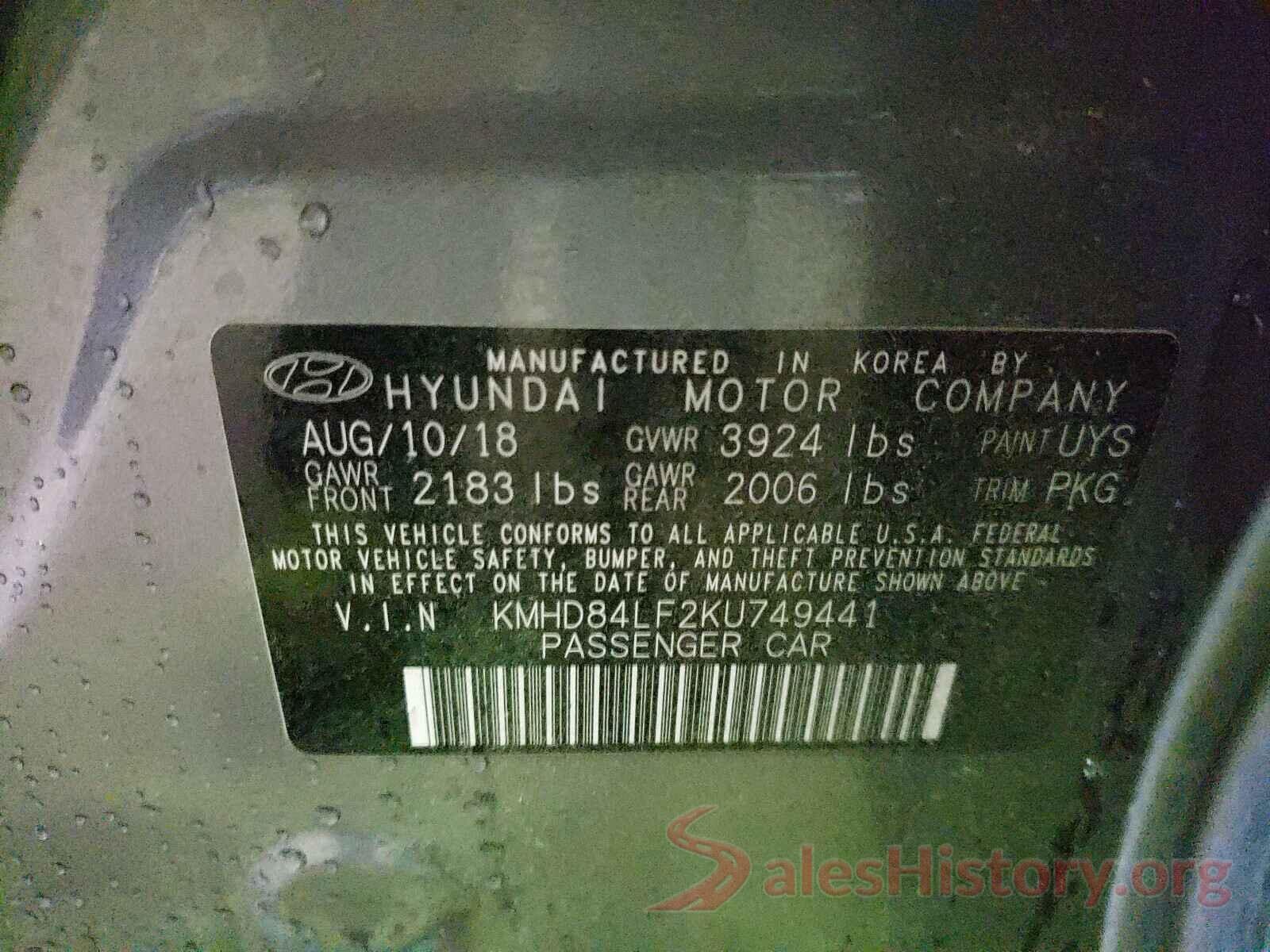 KMHD84LF2KU749441 2019 HYUNDAI ELANTRA