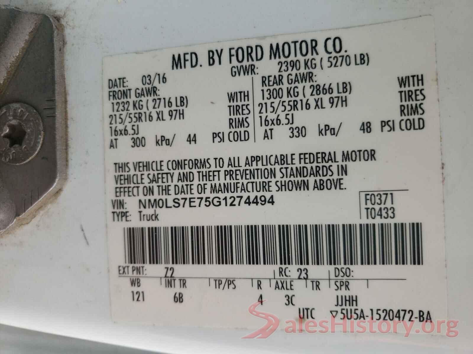 NM0LS7E75G1274494 2016 FORD TRANSIT CO