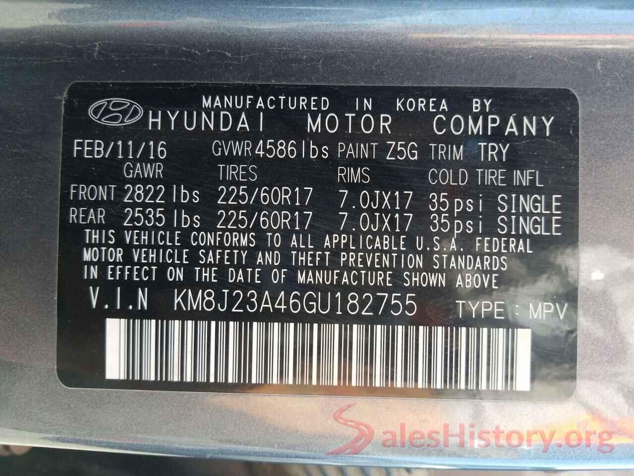 KM8J23A46GU182755 2016 HYUNDAI TUCSON