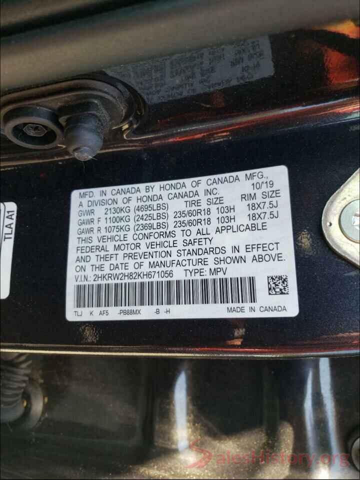 2HKRW2H82KH671056 2019 HONDA CRV