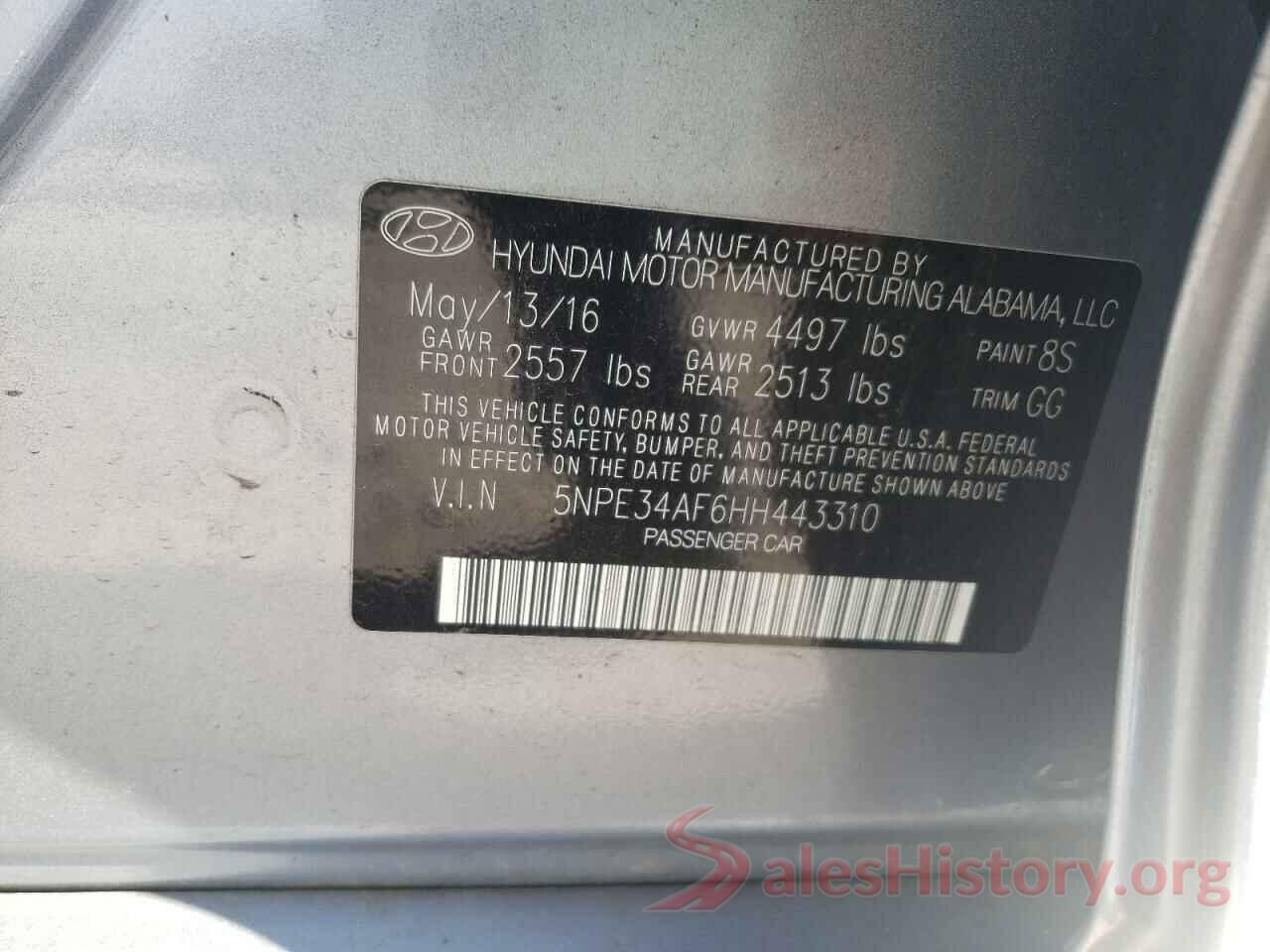 5NPE34AF6HH443310 2017 HYUNDAI SONATA