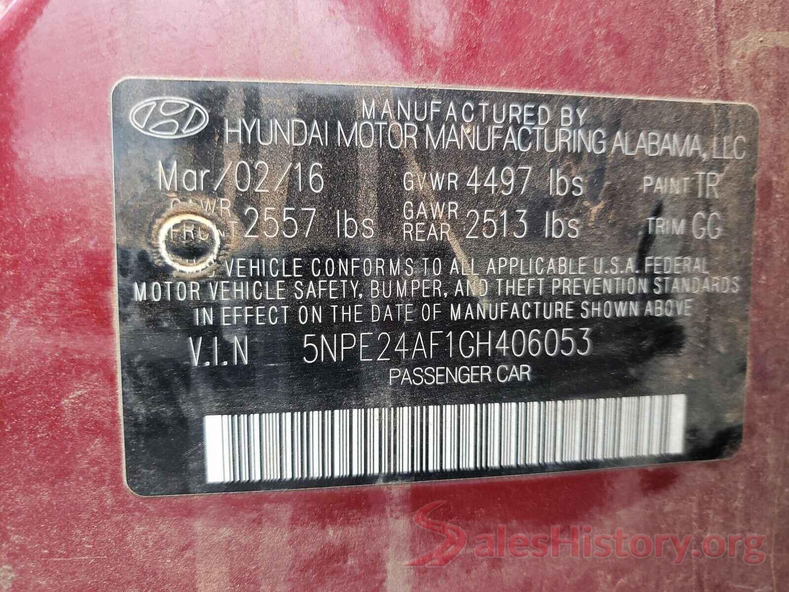 5NPE24AF1GH406053 2016 HYUNDAI SONATA