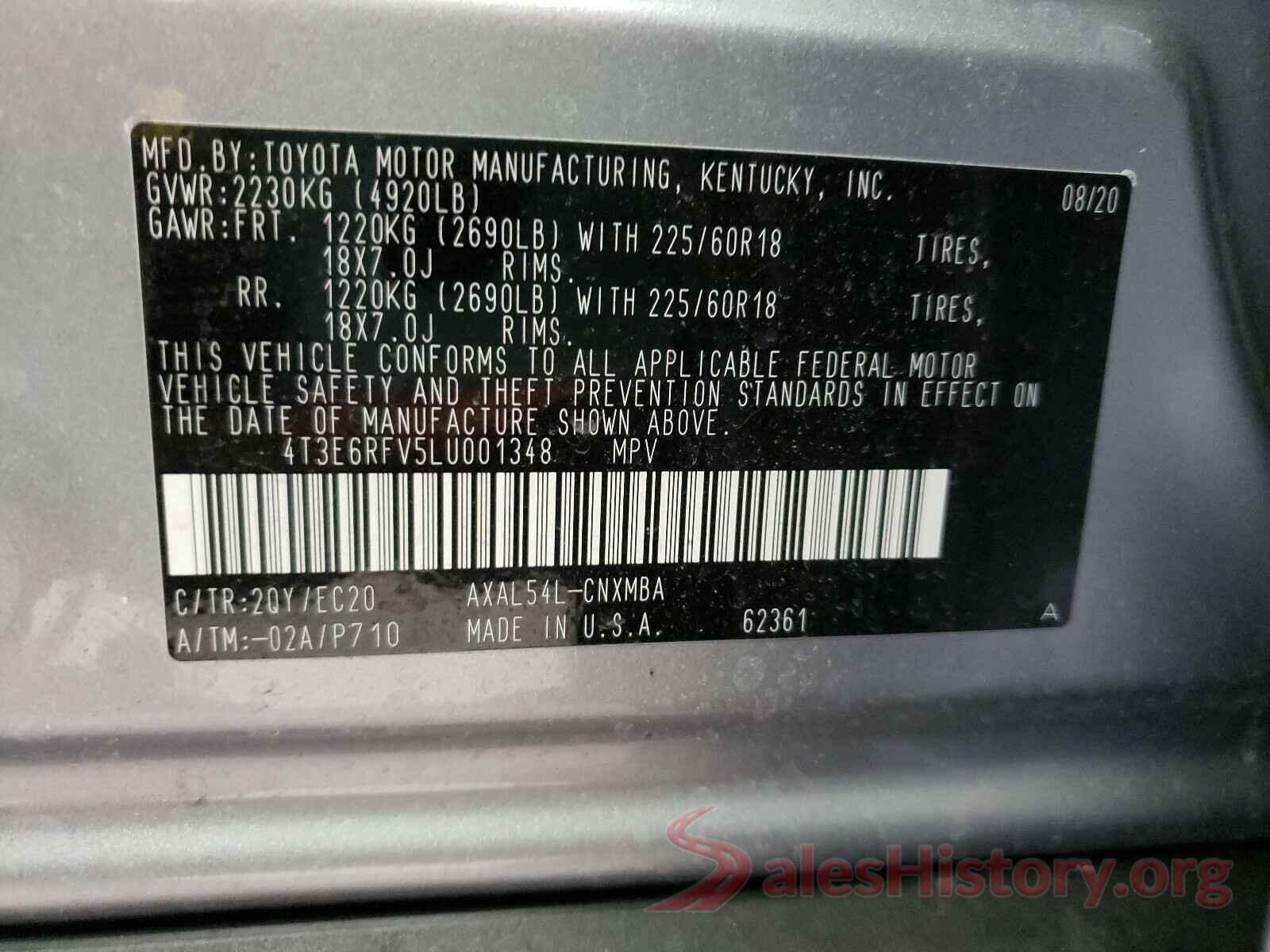 4T3E6RFV5LU001348 2020 TOYOTA RAV4