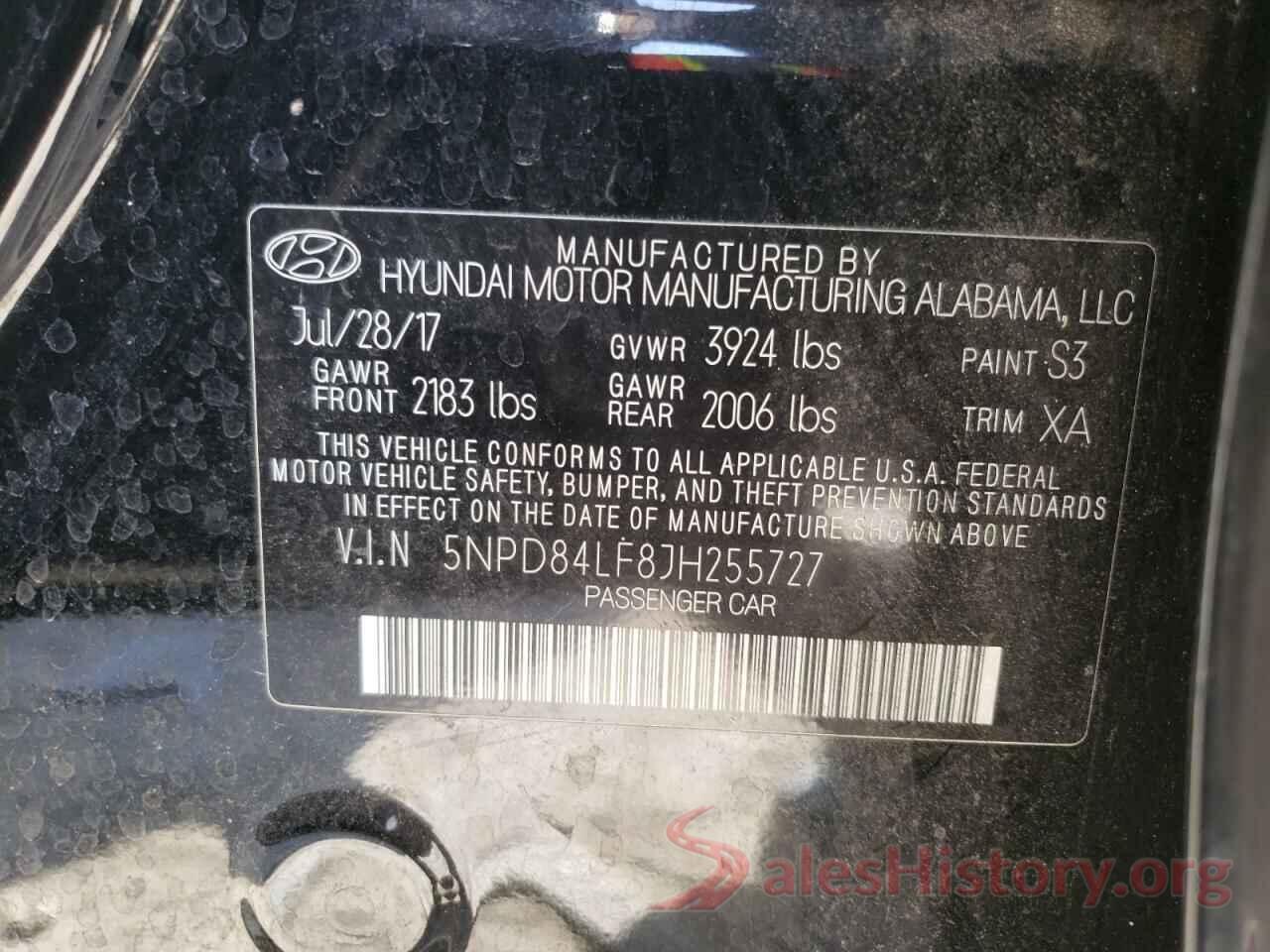 5NPD84LF8JH255727 2018 HYUNDAI ELANTRA