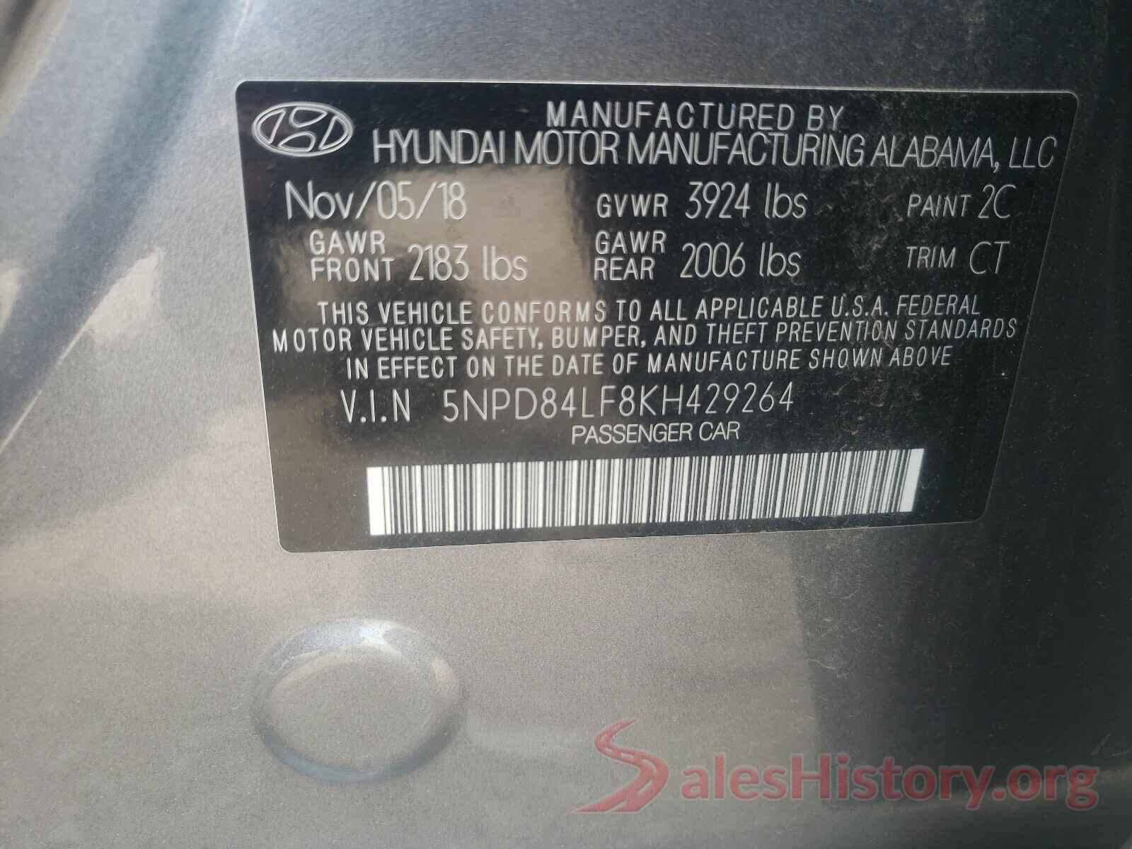 5NPD84LF8KH429264 2019 HYUNDAI ELANTRA