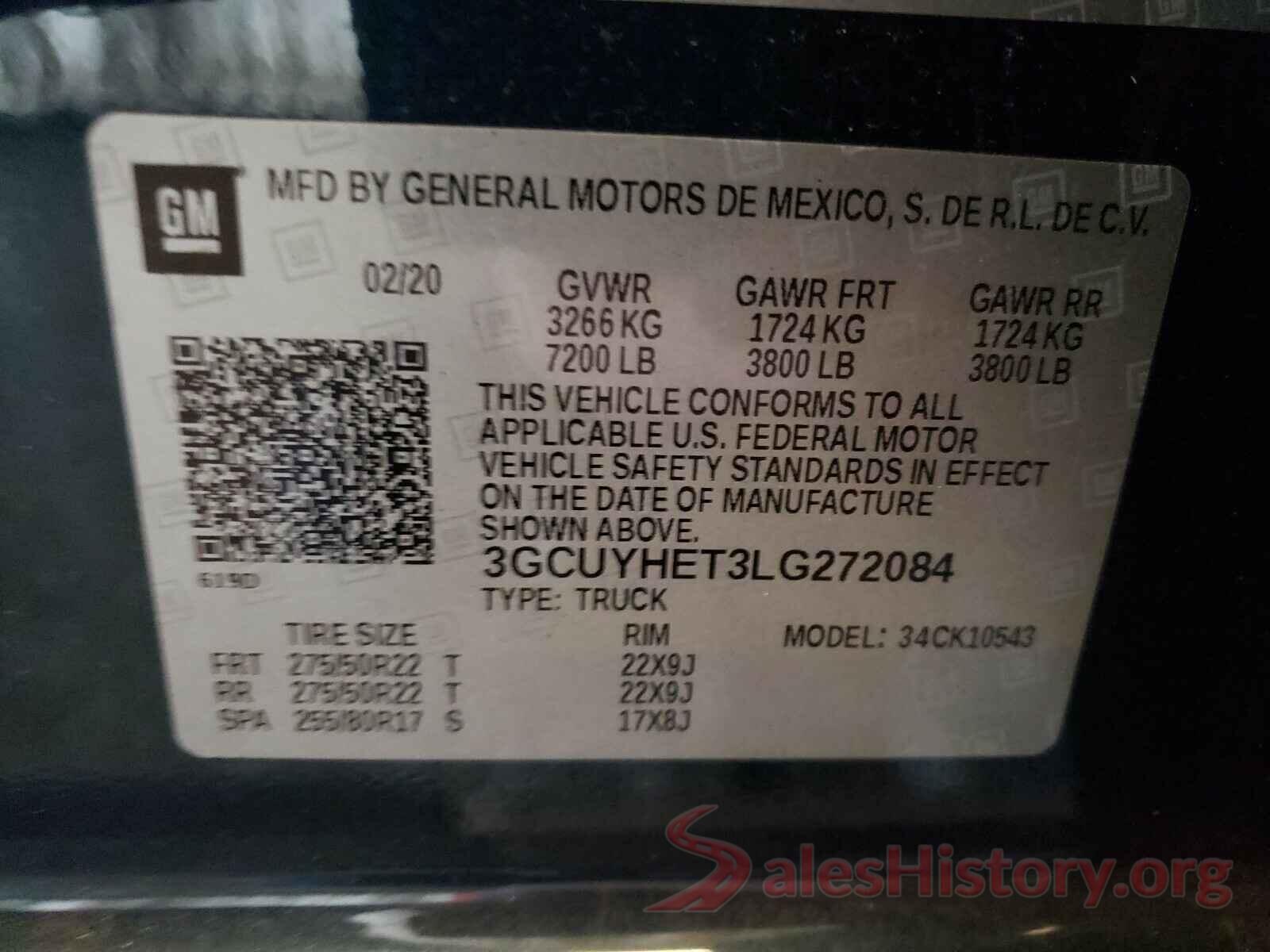 3GCUYHET3LG272084 2020 CHEVROLET SILVERADO