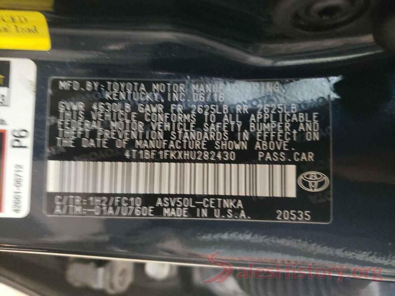 4T1BF1FKXHU282430 2017 TOYOTA CAMRY