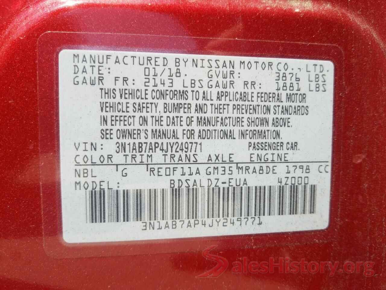 3N1AB7AP4JY249771 2018 NISSAN SENTRA