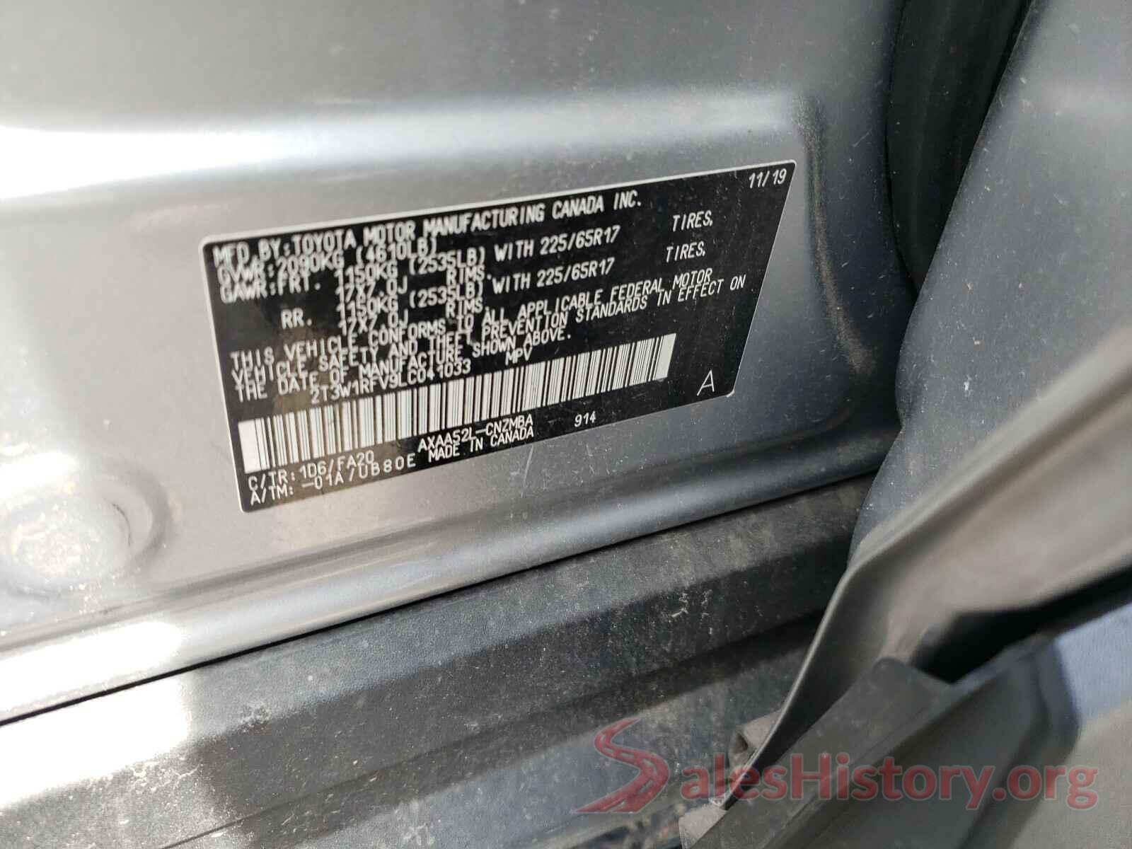 2T3W1RFV9LC041033 2020 TOYOTA RAV4