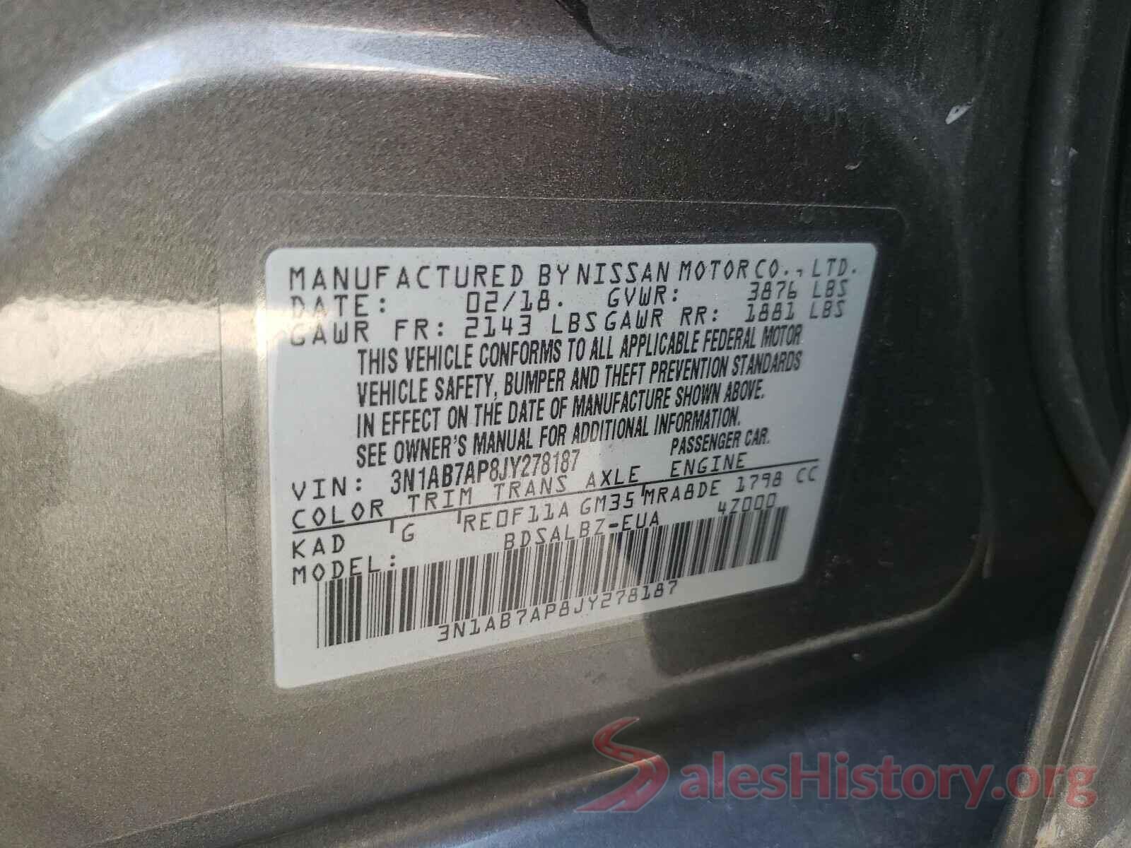 3N1AB7AP8JY278187 2018 NISSAN SENTRA