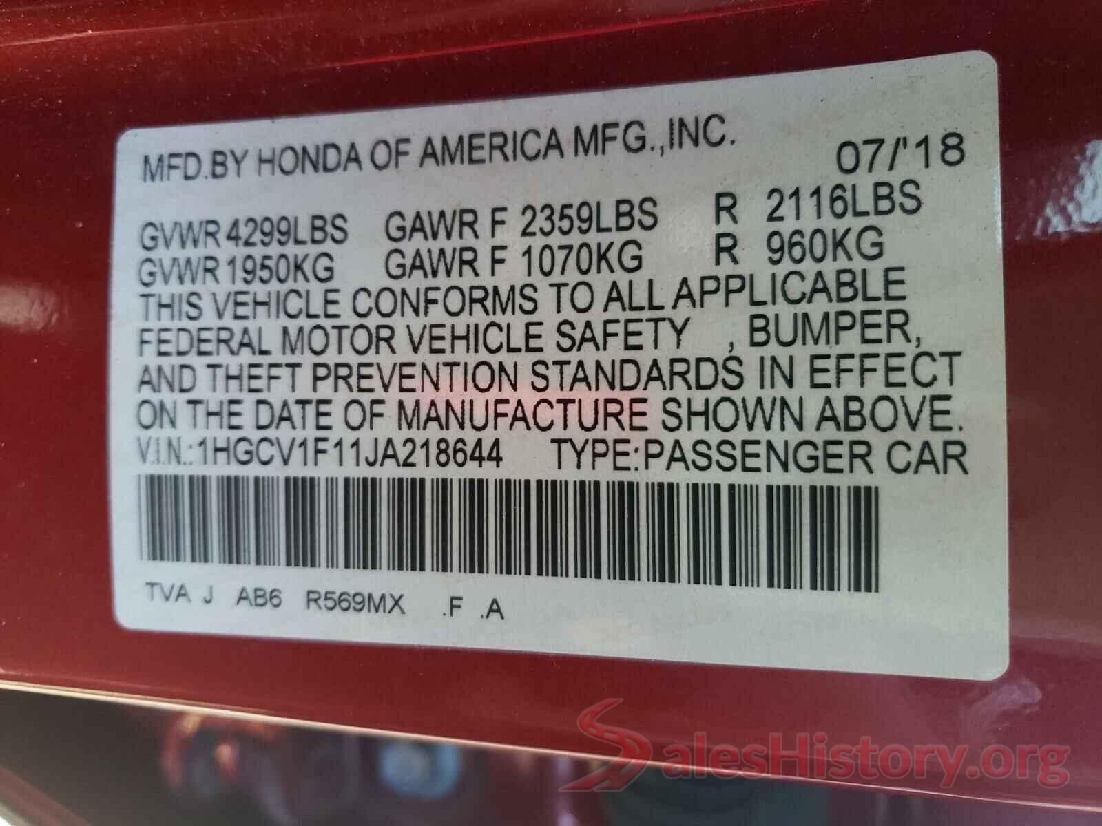 1HGCV1F11JA218644 2018 HONDA ACCORD