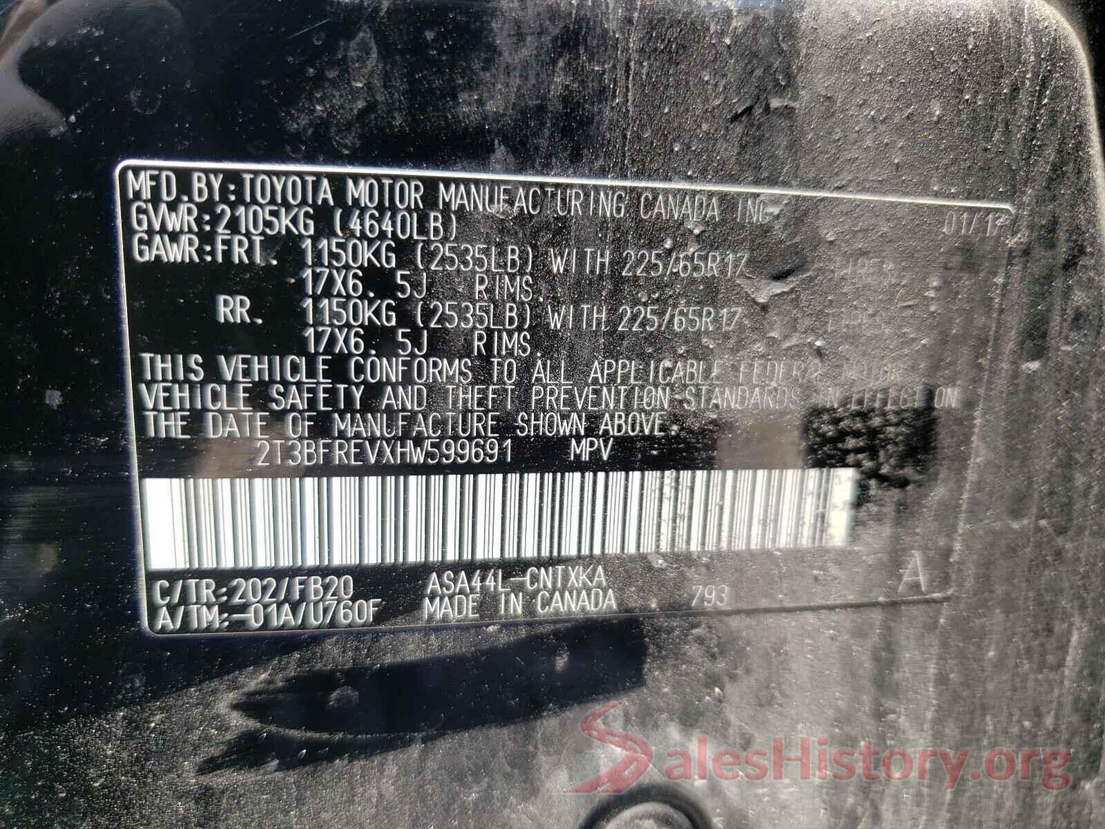 2T3BFREVXHW599691 2017 TOYOTA RAV4