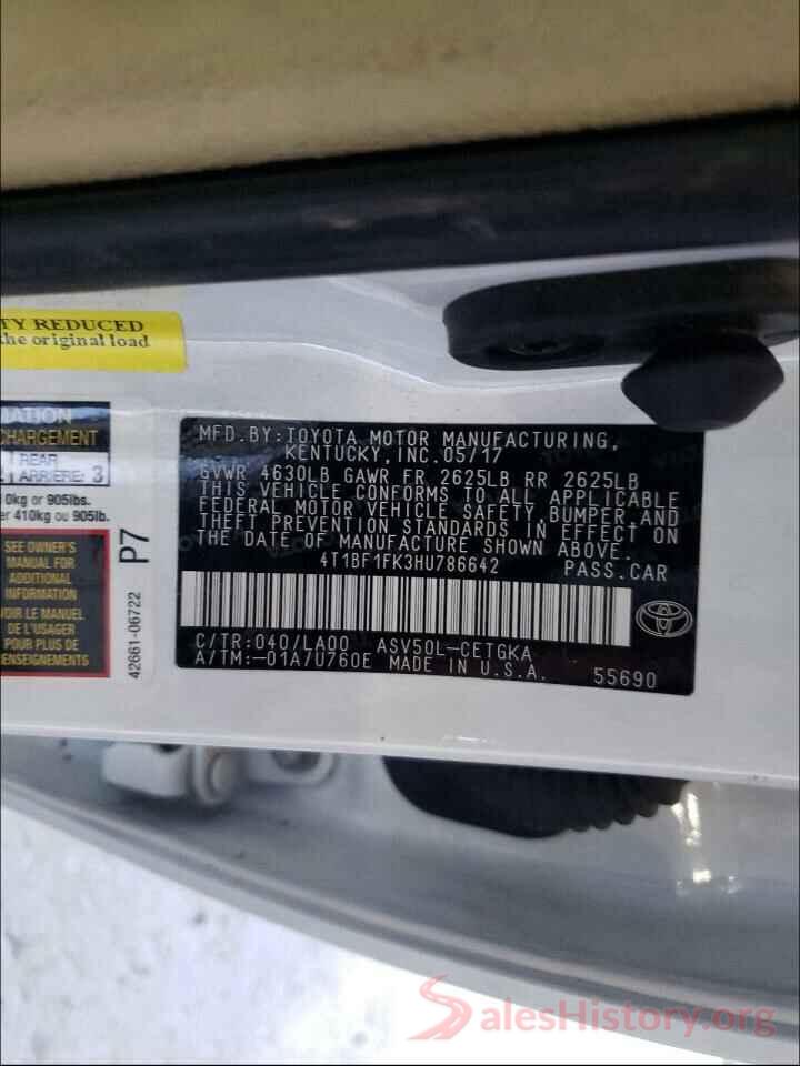 4T1BF1FK3HU786642 2017 TOYOTA CAMRY