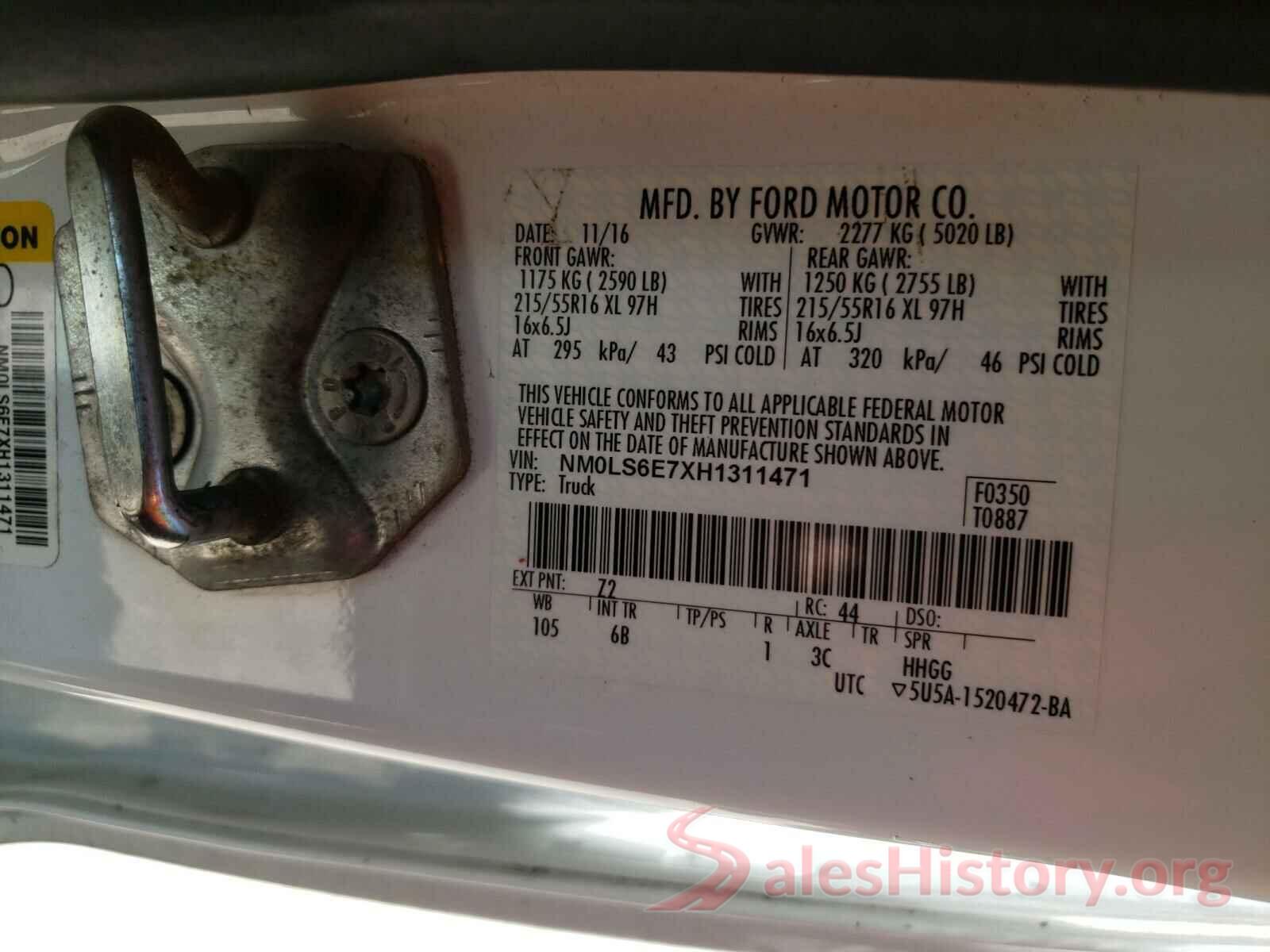 NM0LS6E7XH1311471 2017 FORD TRANSIT CO