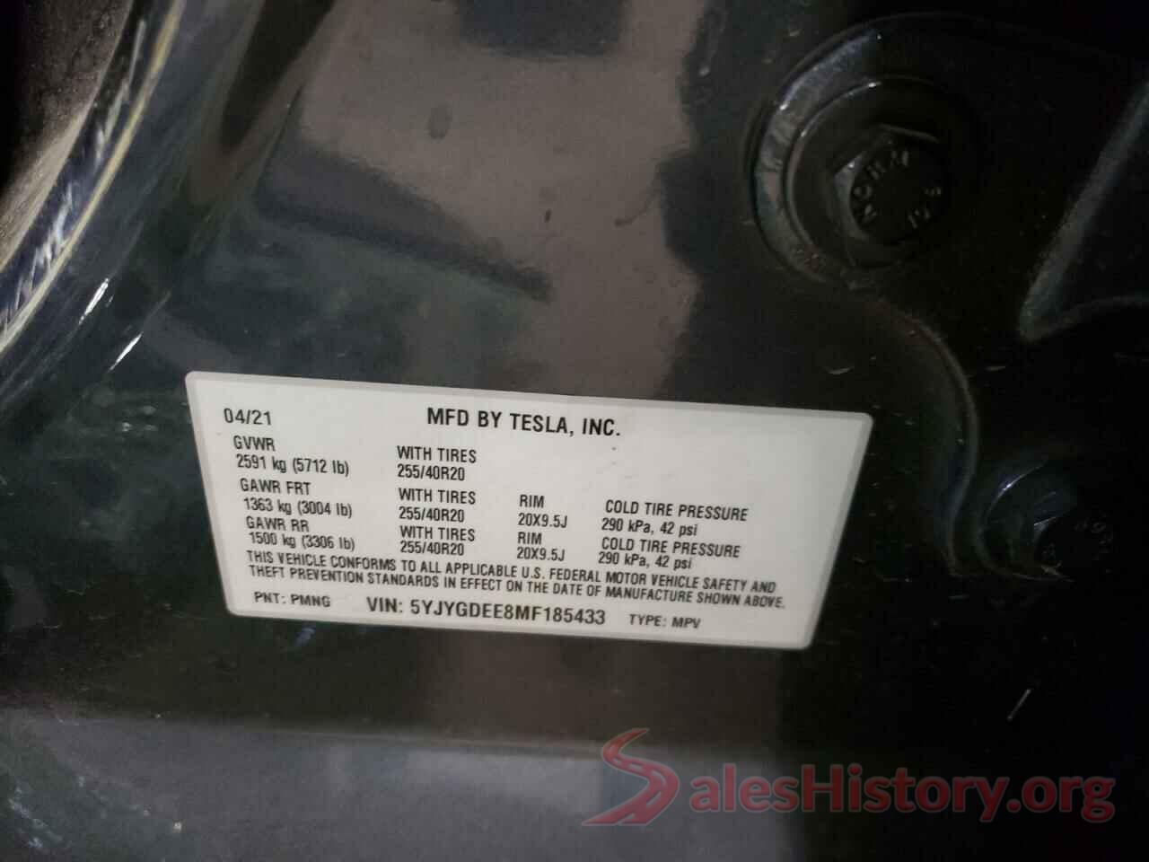 5YJYGDEE8MF185433 2021 TESLA MODEL Y