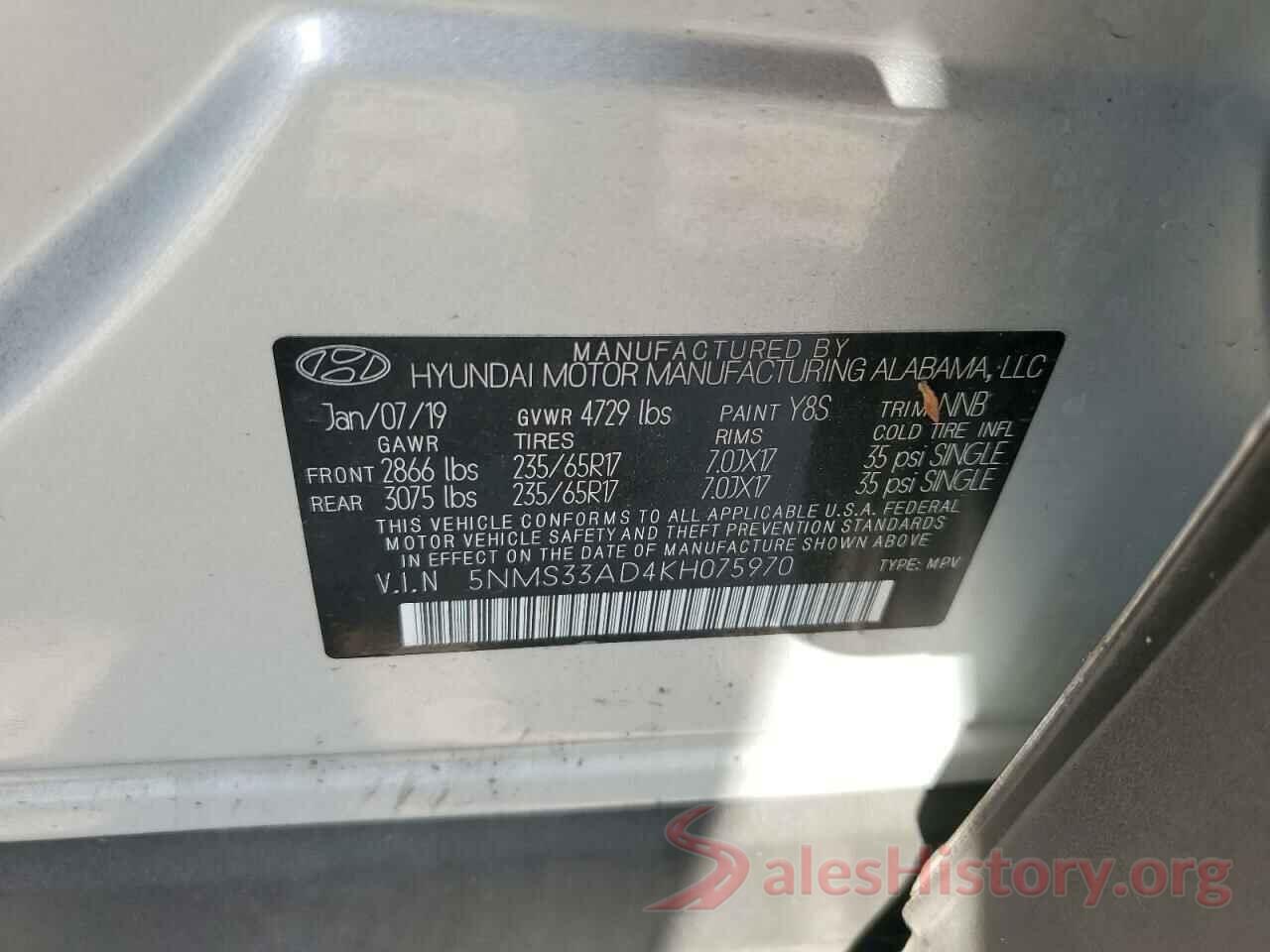 5NMS33AD4KH075970 2019 HYUNDAI SANTA FE