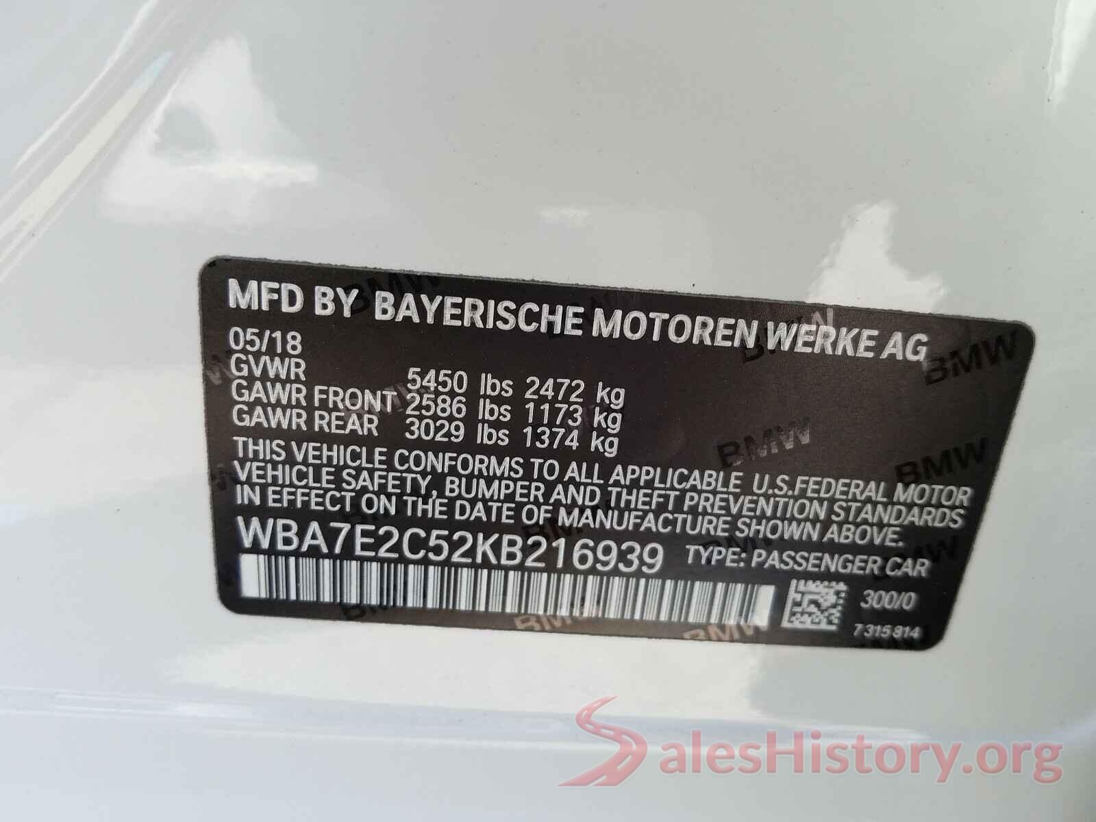 WBA7E2C52KB216939 2019 BMW 7 SERIES