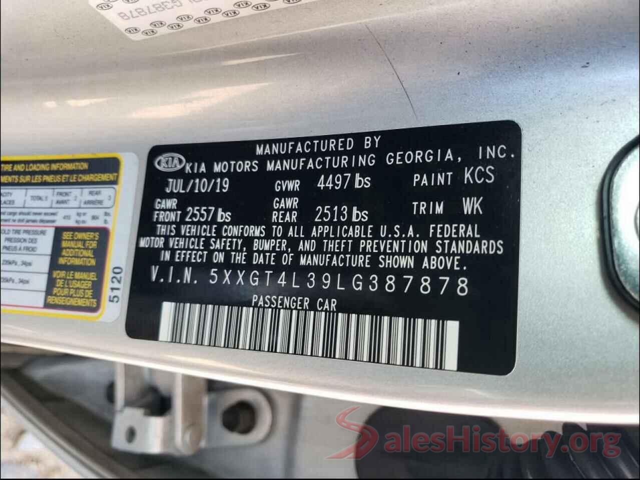 5XXGT4L39LG387878 2020 KIA OPTIMA