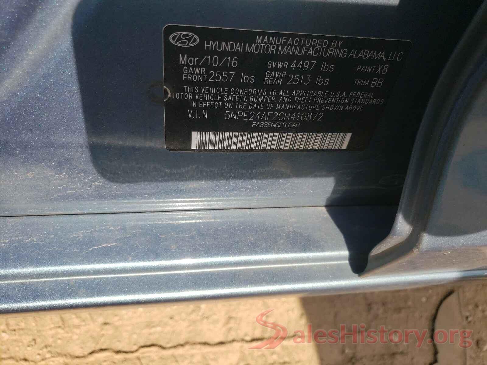 5NPE24AF2GH410872 2016 HYUNDAI SONATA