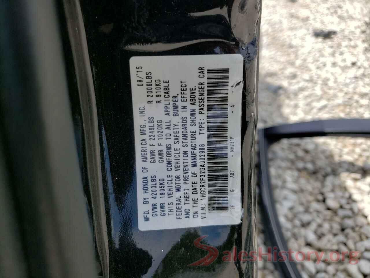 1HGCR2F32GA002998 2016 HONDA ACCORD