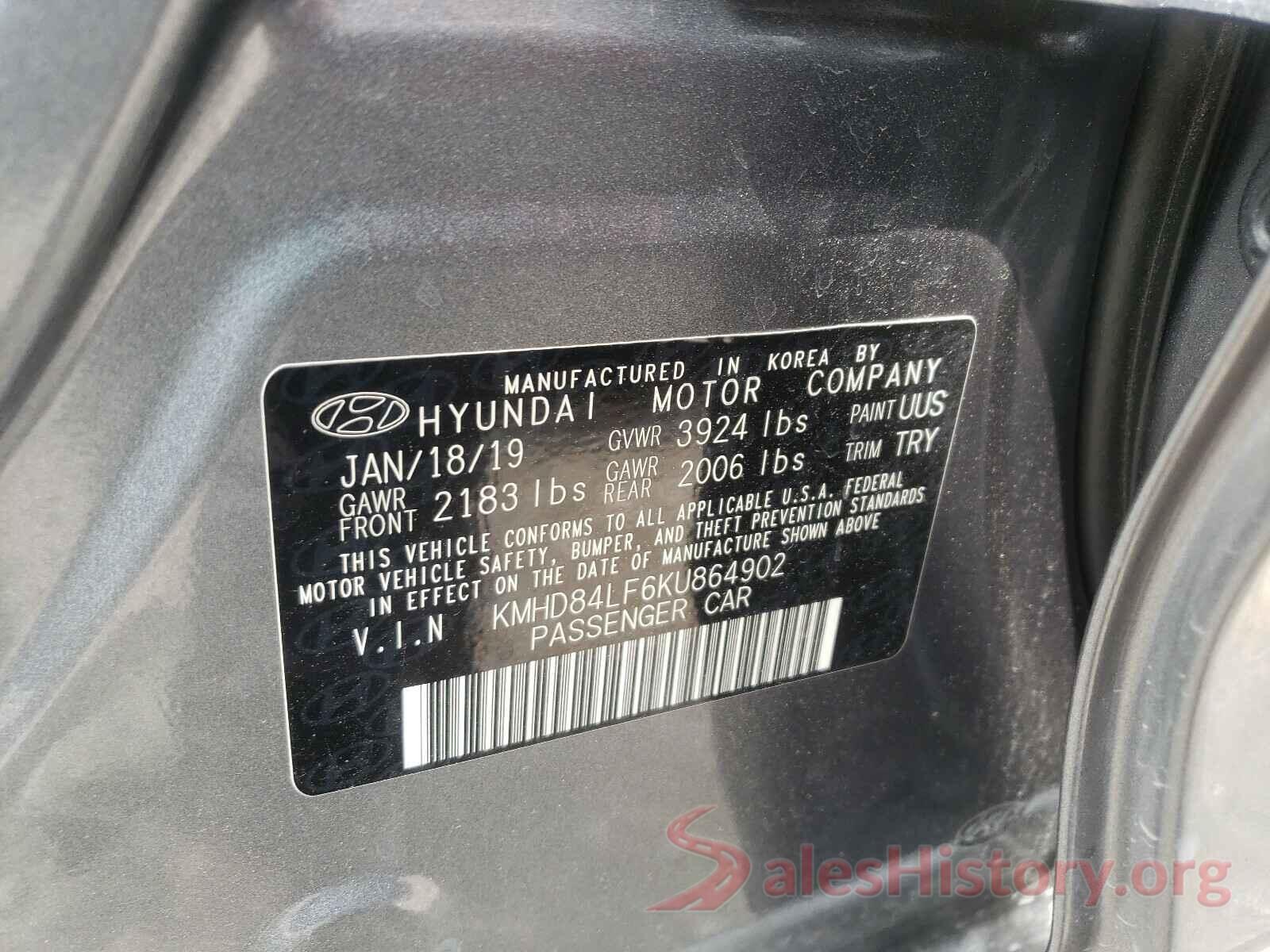 KMHD84LF6KU864902 2019 HYUNDAI ELANTRA