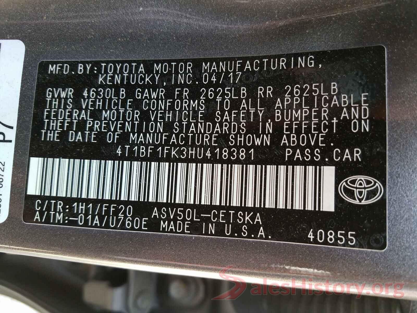 4T1BF1FK3HU418381 2017 TOYOTA CAMRY