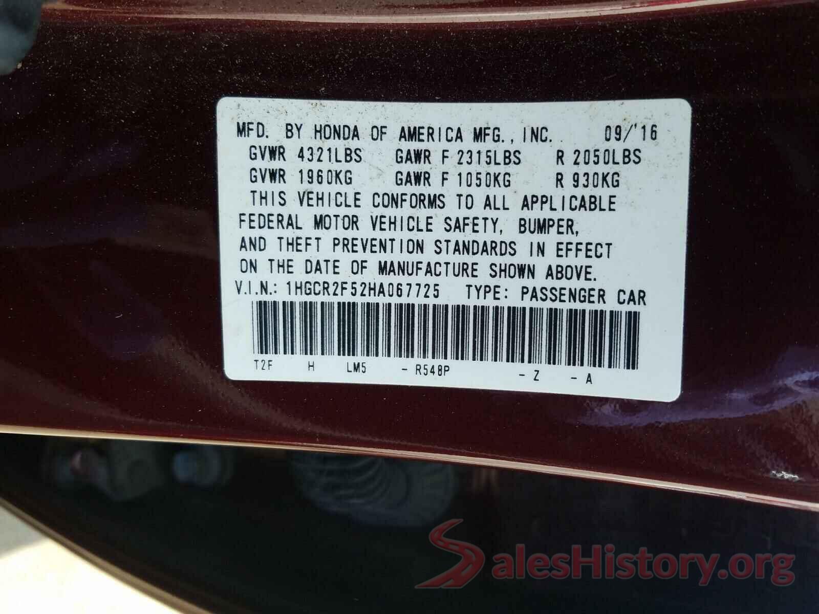 1HGCR2F52HA067725 2017 HONDA ACCORD