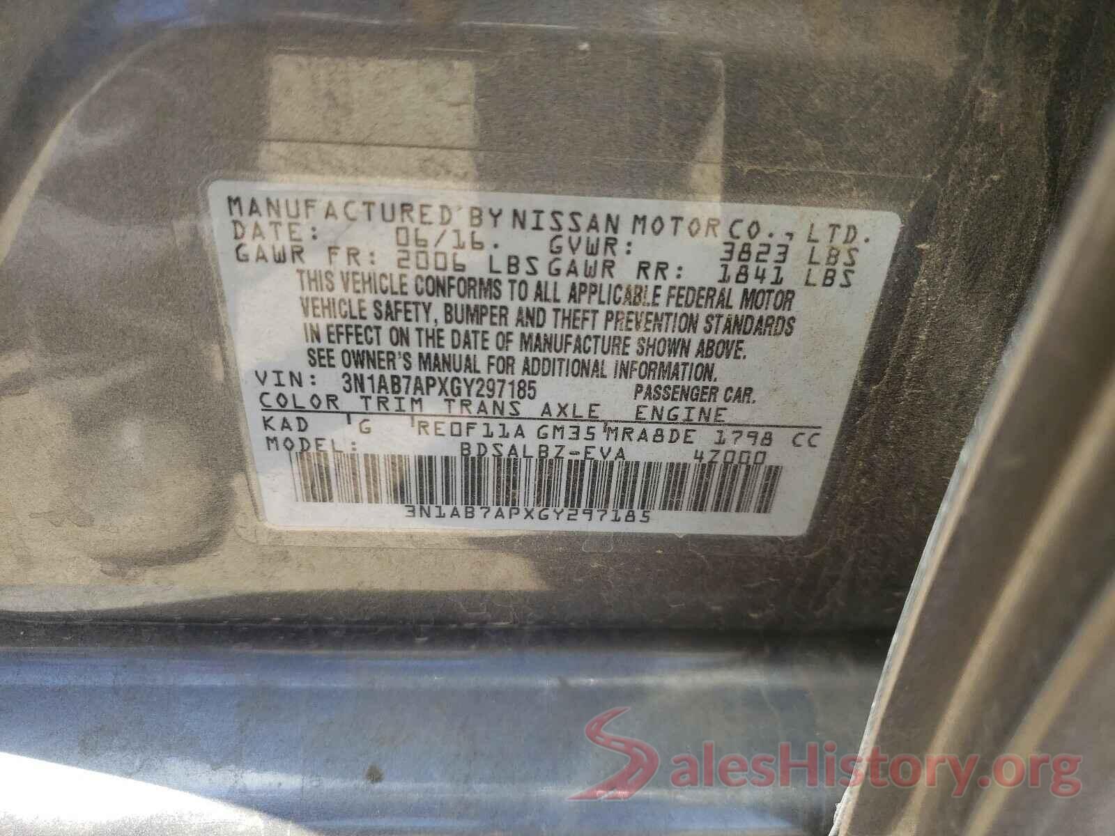 3N1AB7APXGY297185 2016 NISSAN SENTRA