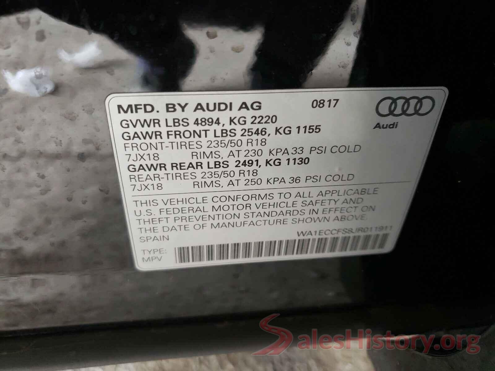 WA1ECCFS8JR011911 2018 AUDI Q3