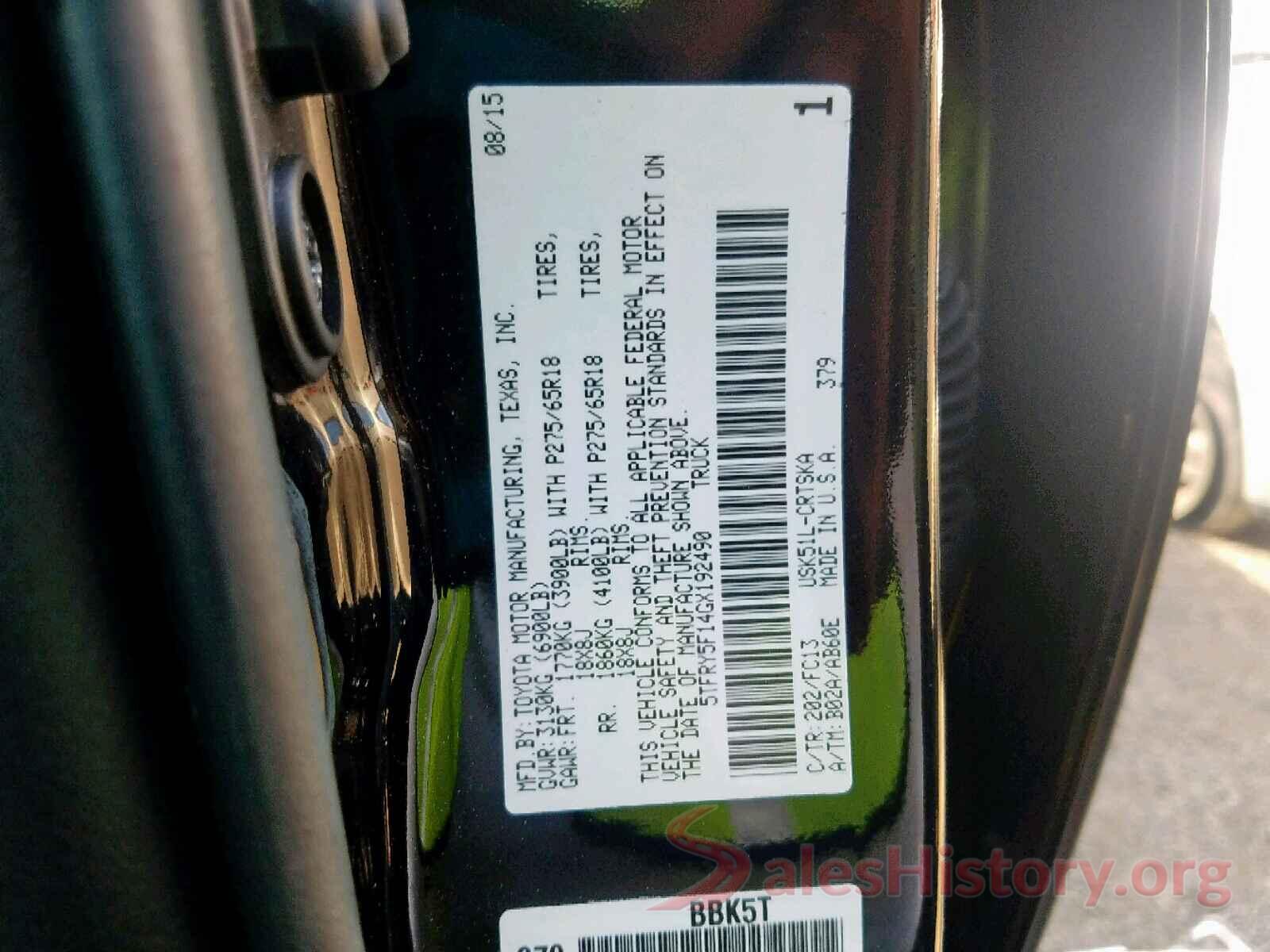 5TFRY5F14GX192490 2016 TOYOTA TUNDRA