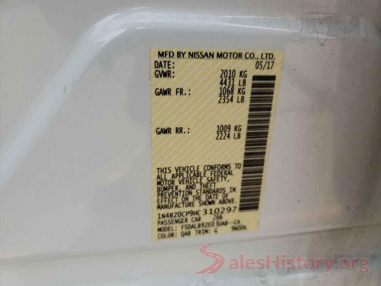 1N4BZ0CP9HC310297 2017 NISSAN LEAF