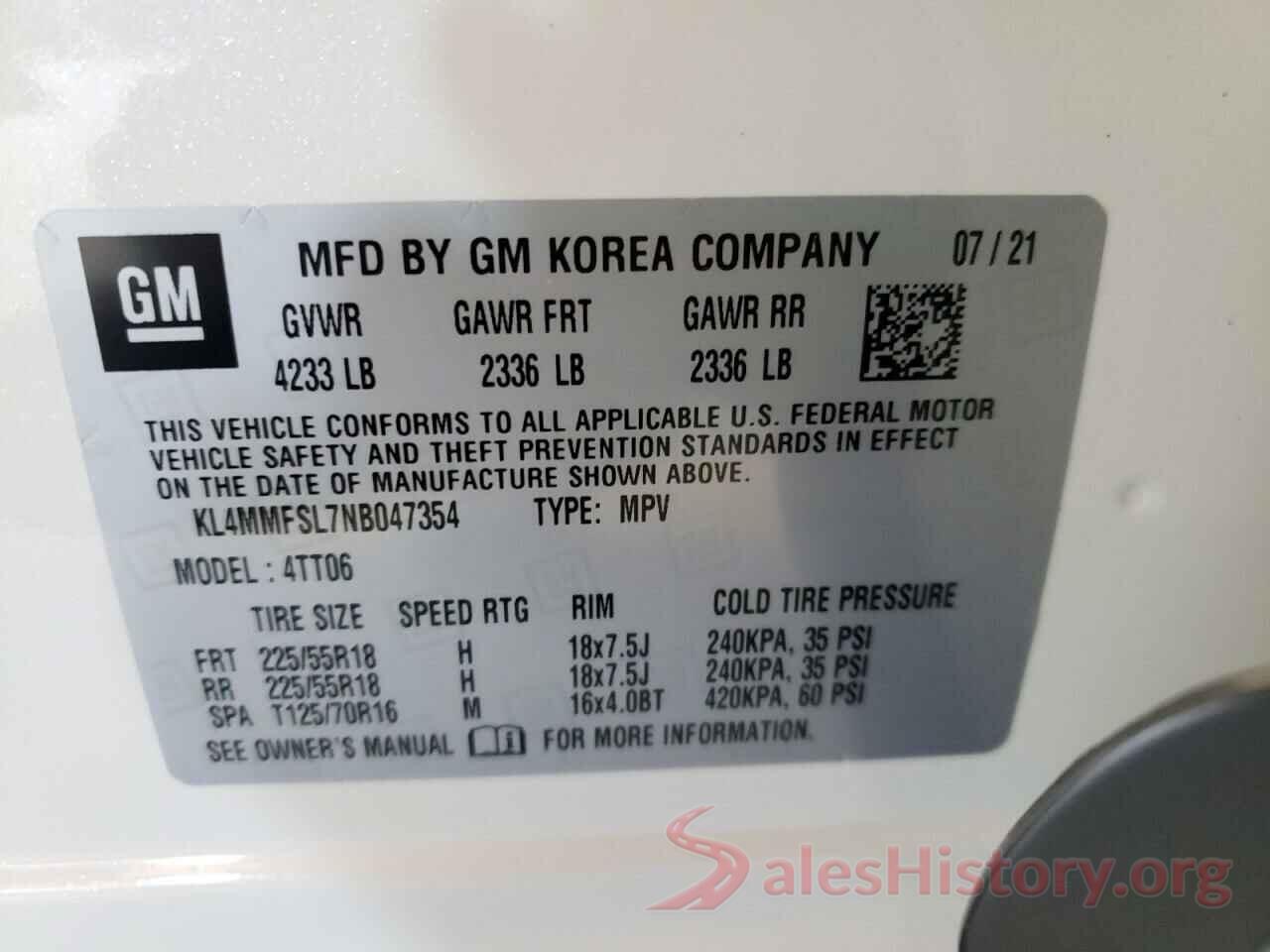 KL4MMFSL7NB047354 2022 BUICK ENCORE