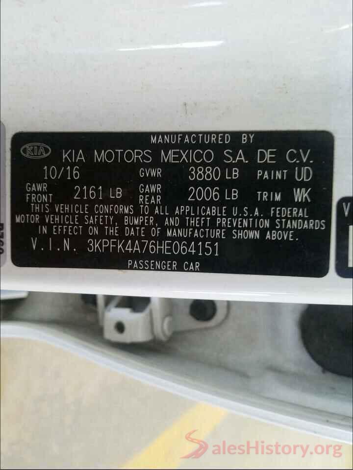 3KPFK4A76HE064151 2017 KIA FORTE