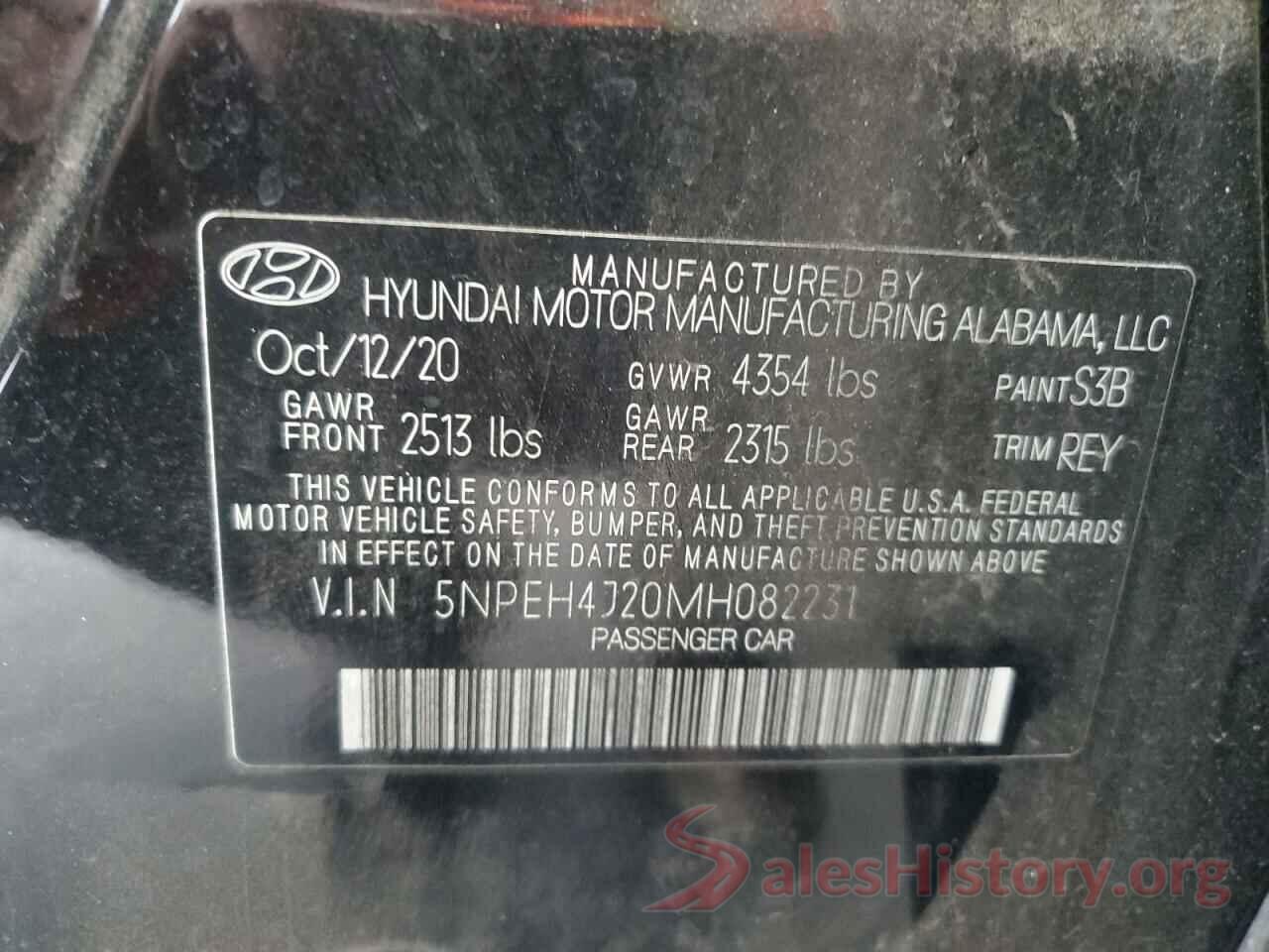 5NPEH4J20MH082231 2021 HYUNDAI SONATA