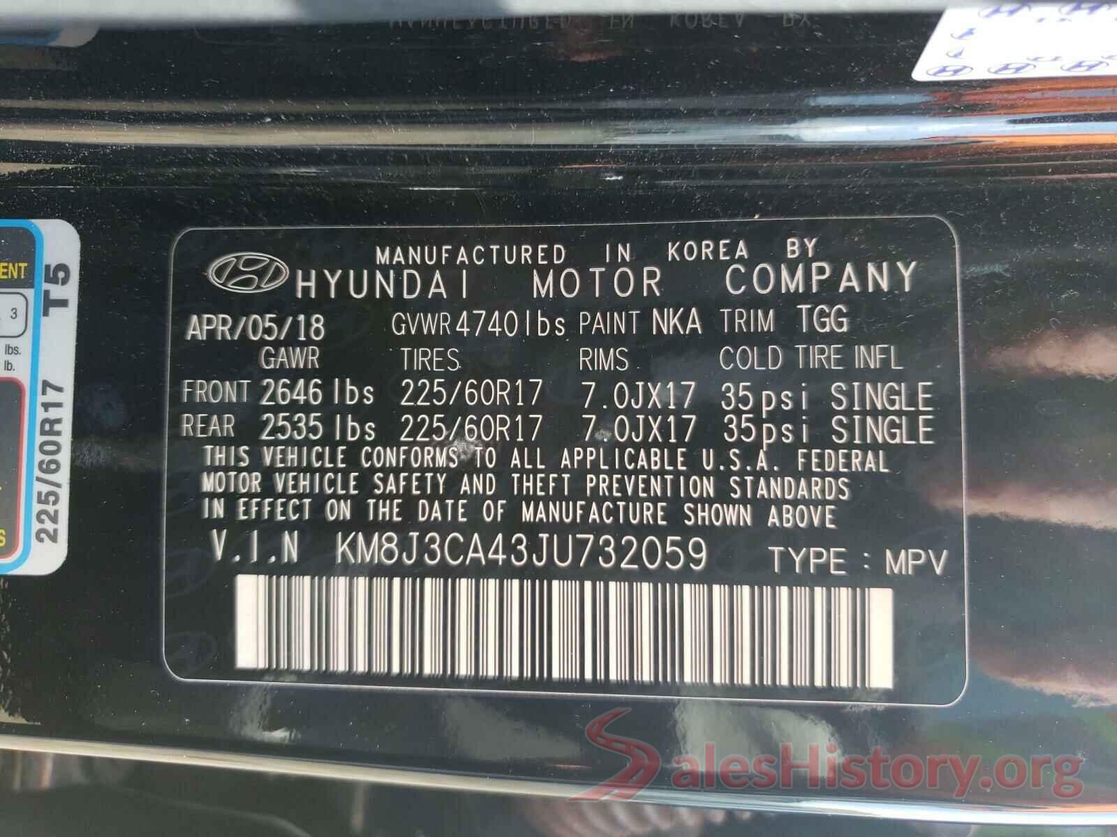 KM8J3CA43JU732059 2018 HYUNDAI TUCSON