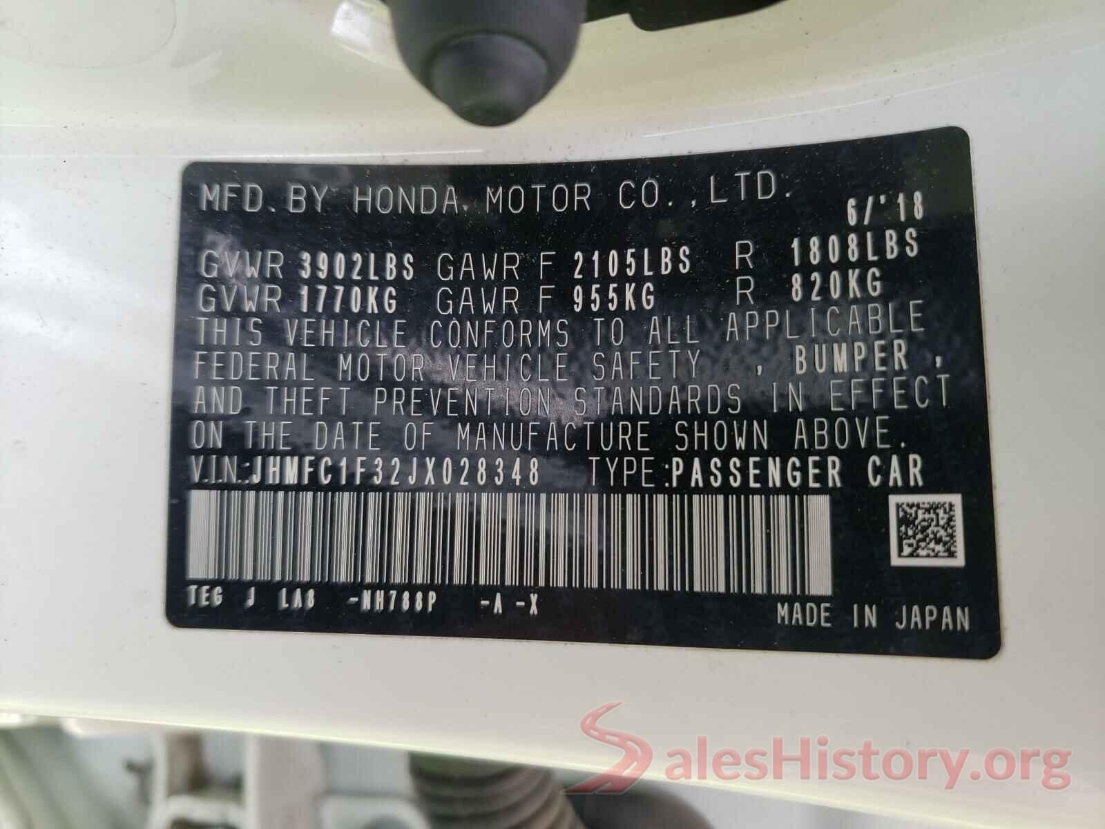 JHMFC1F32JX028348 2018 HONDA CIVIC