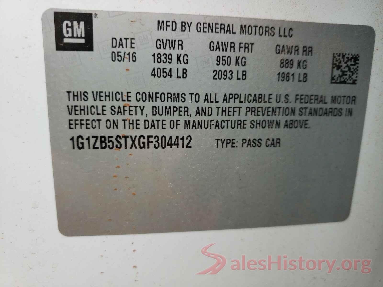 1G1ZB5STXGF304412 2016 CHEVROLET MALIBU