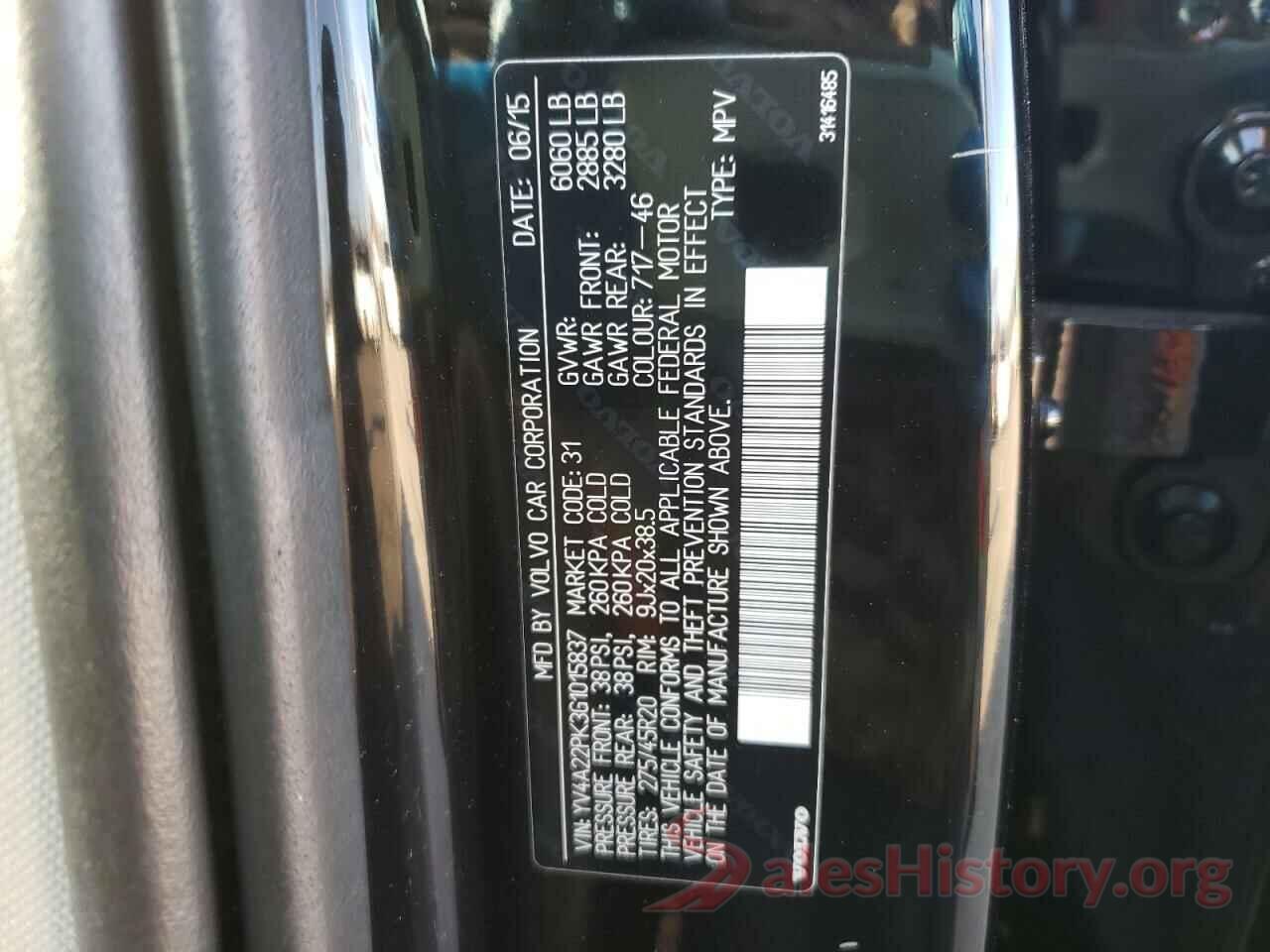 YV4A22PK3G1015837 2016 VOLVO XC90