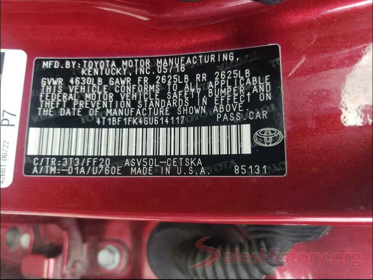 4T1BF1FK4GU614117 2016 TOYOTA CAMRY