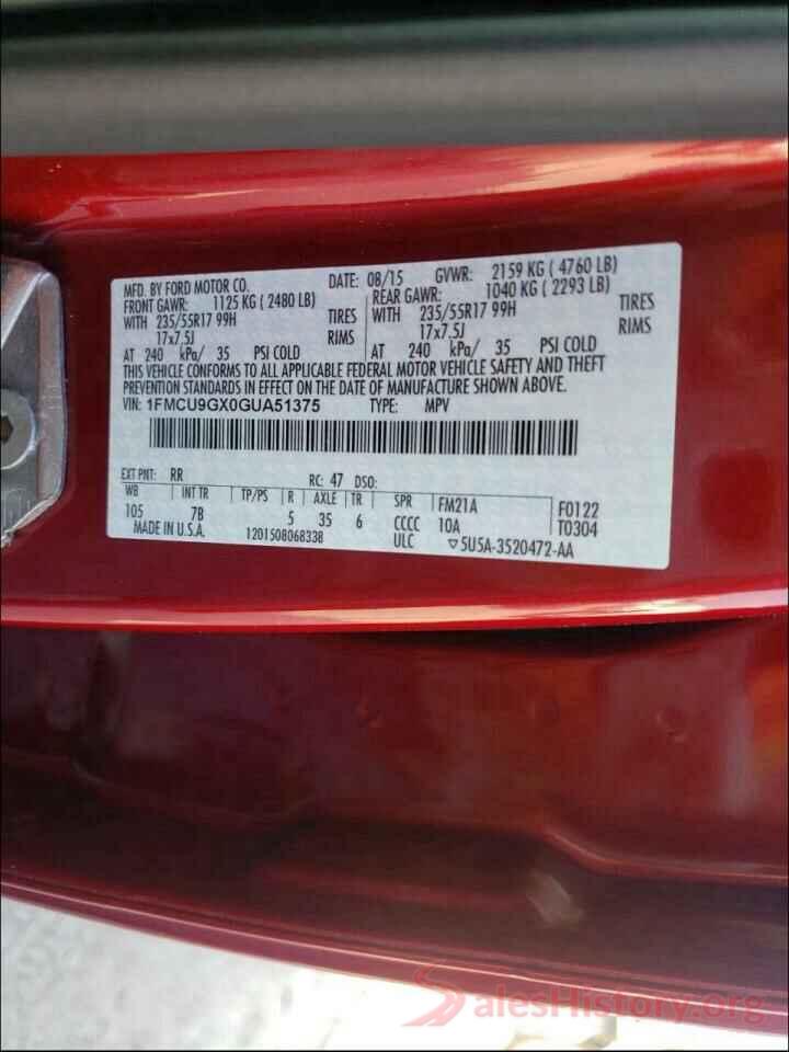 1FMCU9GX0GUA51375 2016 FORD ESCAPE