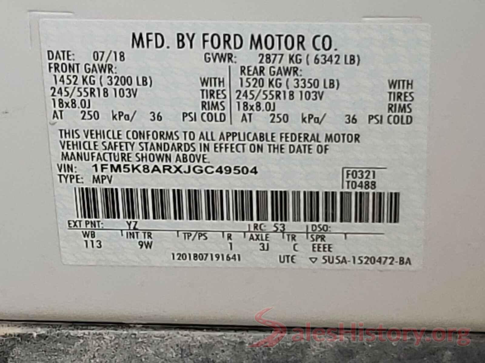 1FM5K8ARXJGC49504 2018 FORD EXPLORER