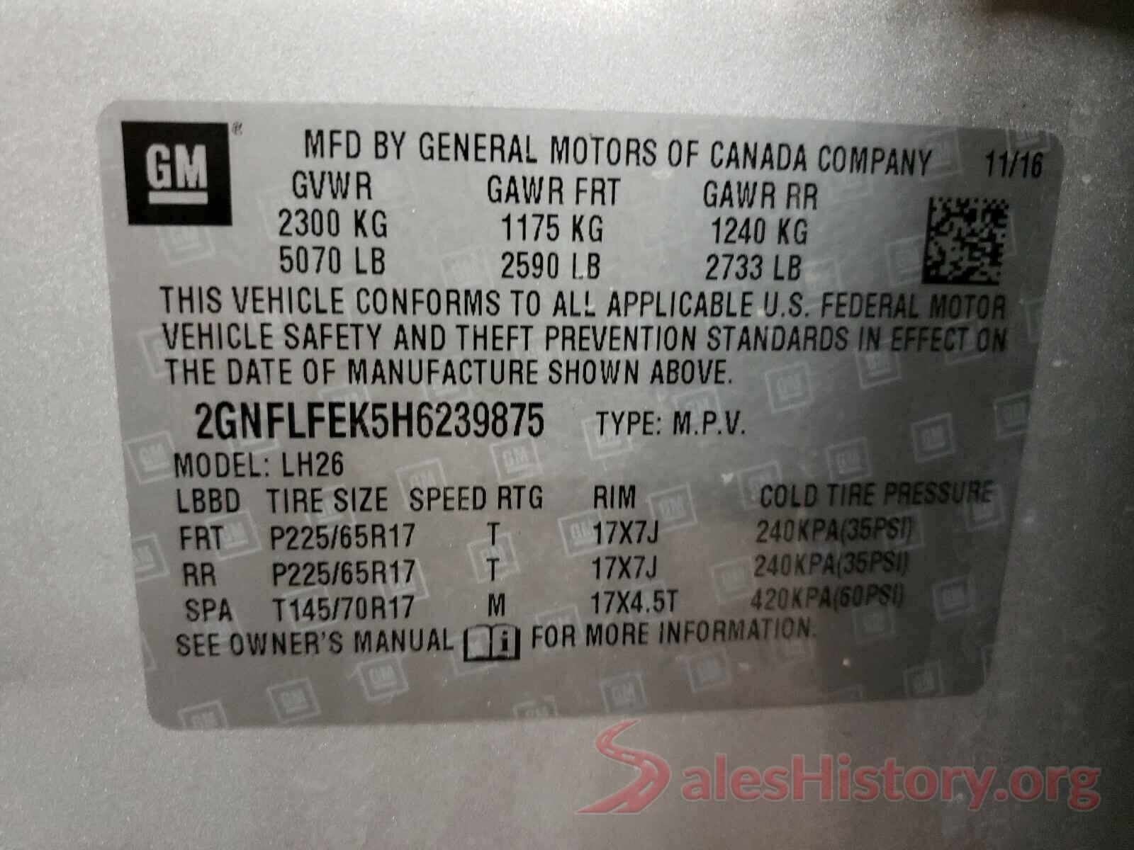 2GNFLFEK5H6239875 2017 CHEVROLET EQUINOX