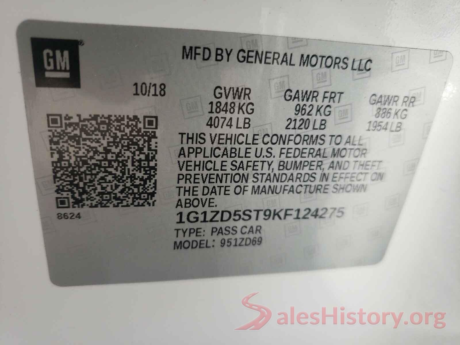 1G1ZD5ST9KF124275 2019 CHEVROLET MALIBU