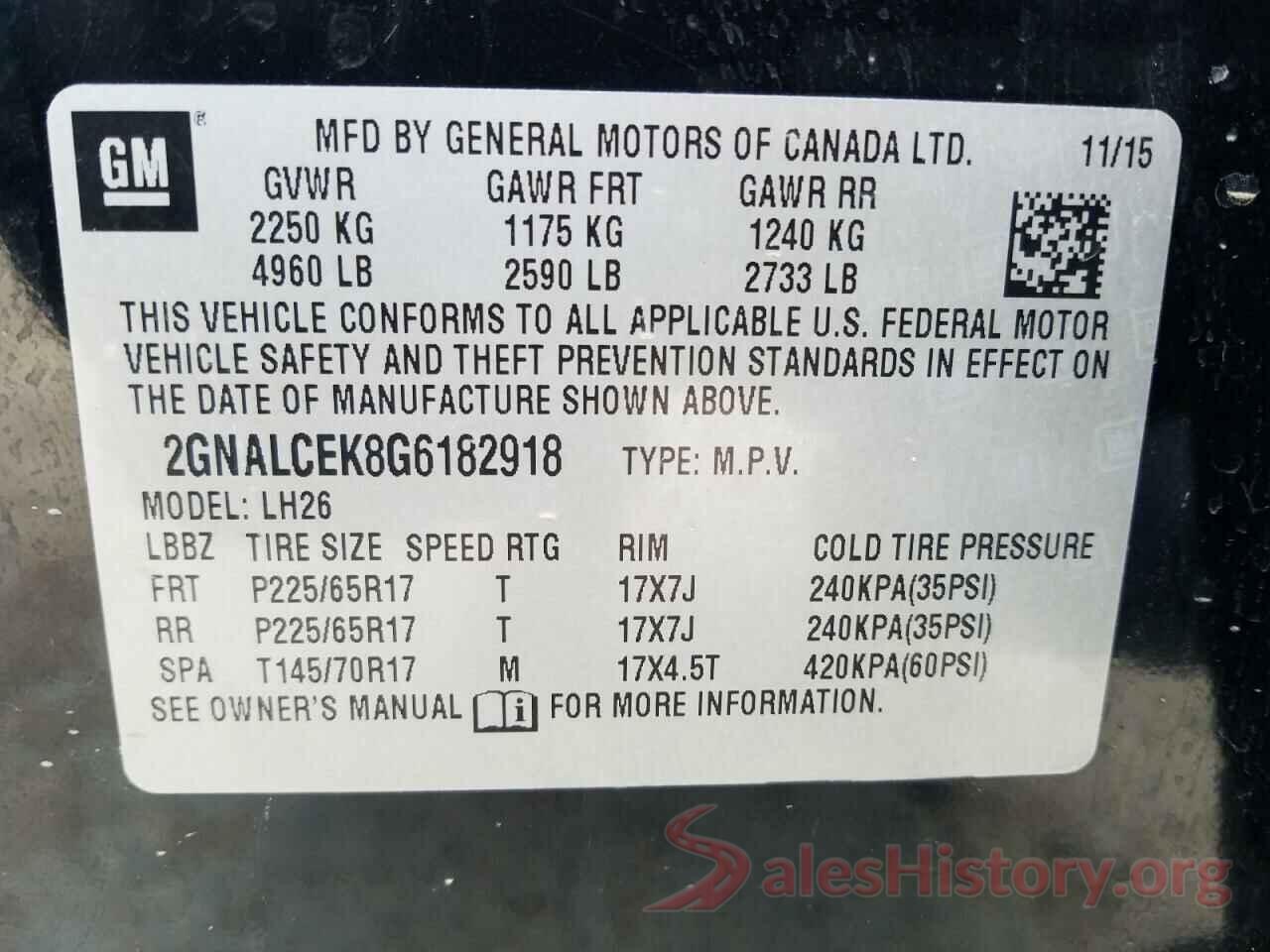 2GNALCEK8G6182918 2016 CHEVROLET EQUINOX